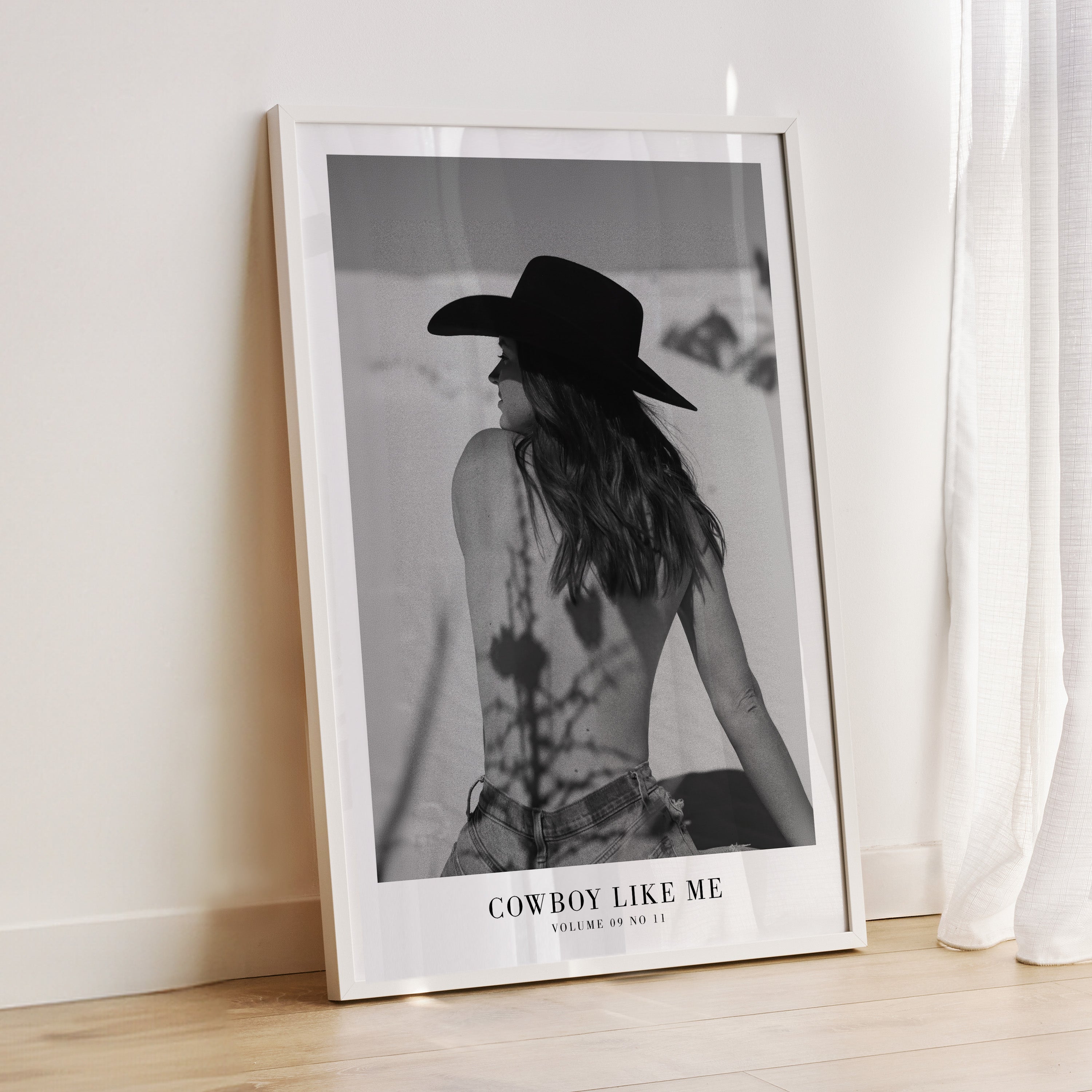 Cowboy Like Me Song poster in cozy feminine Americana dorm