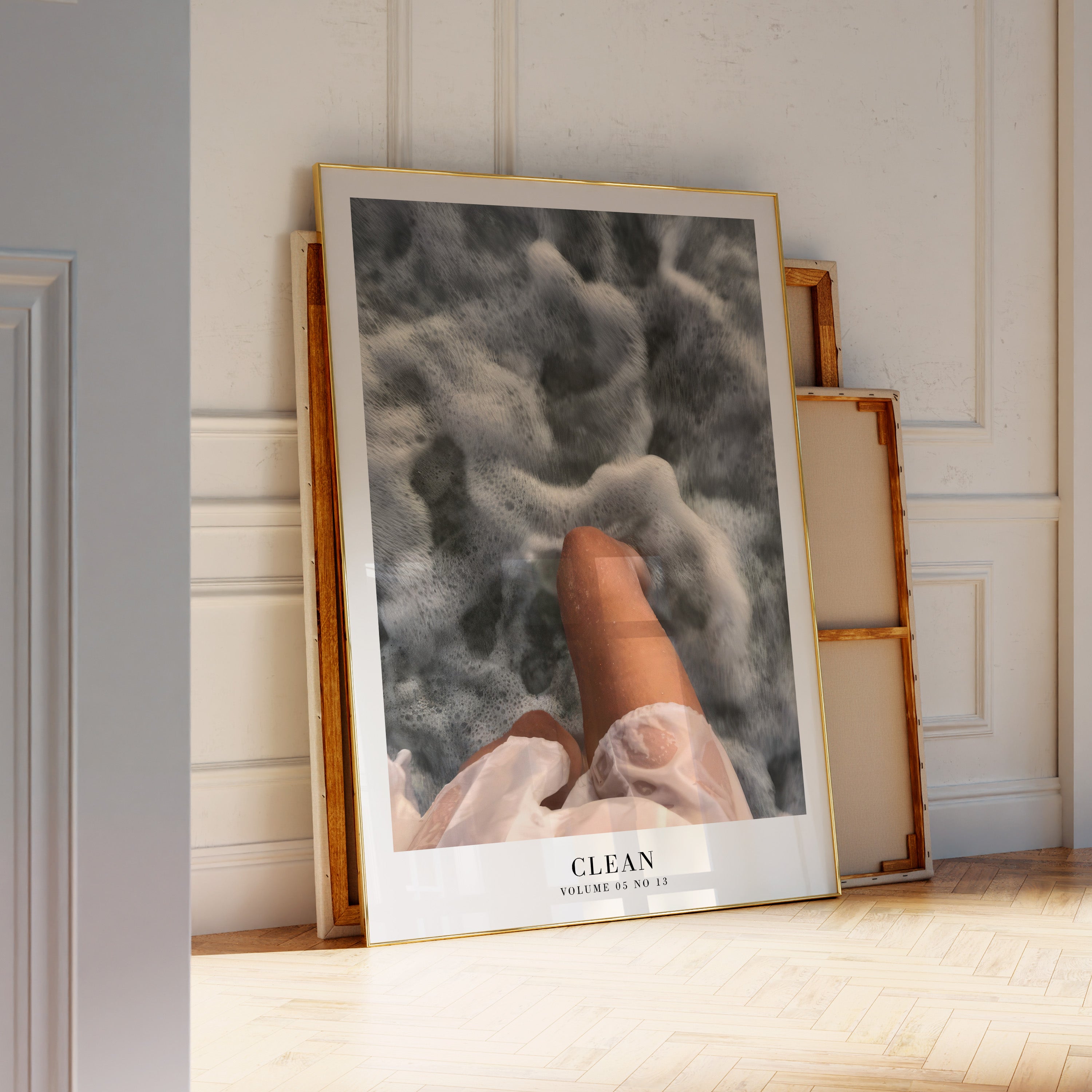 Clean Taylor Swift wave print in cozy coastal gallery wall display