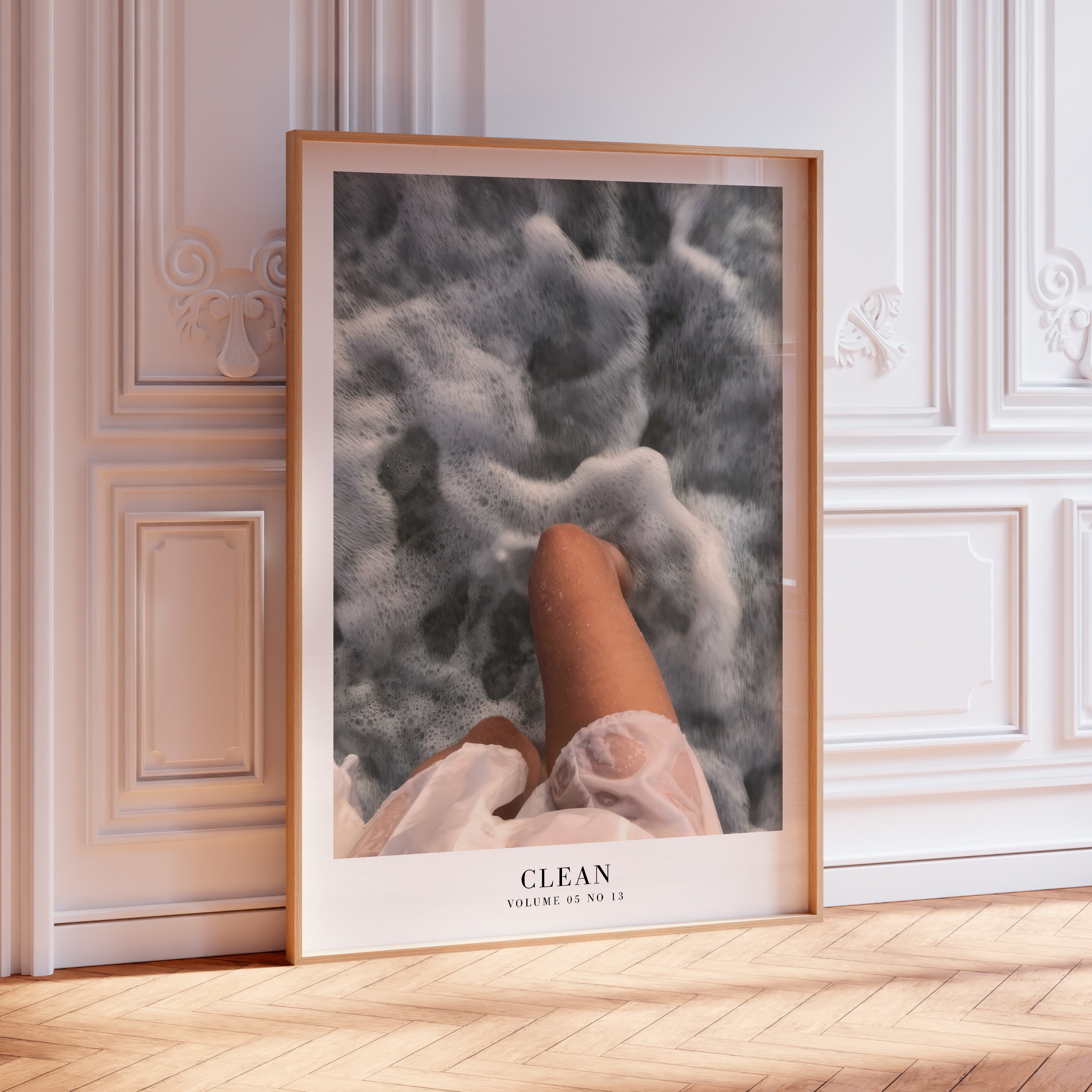 Clean Taylor Swift coastal print in feminine neutral apartment styling