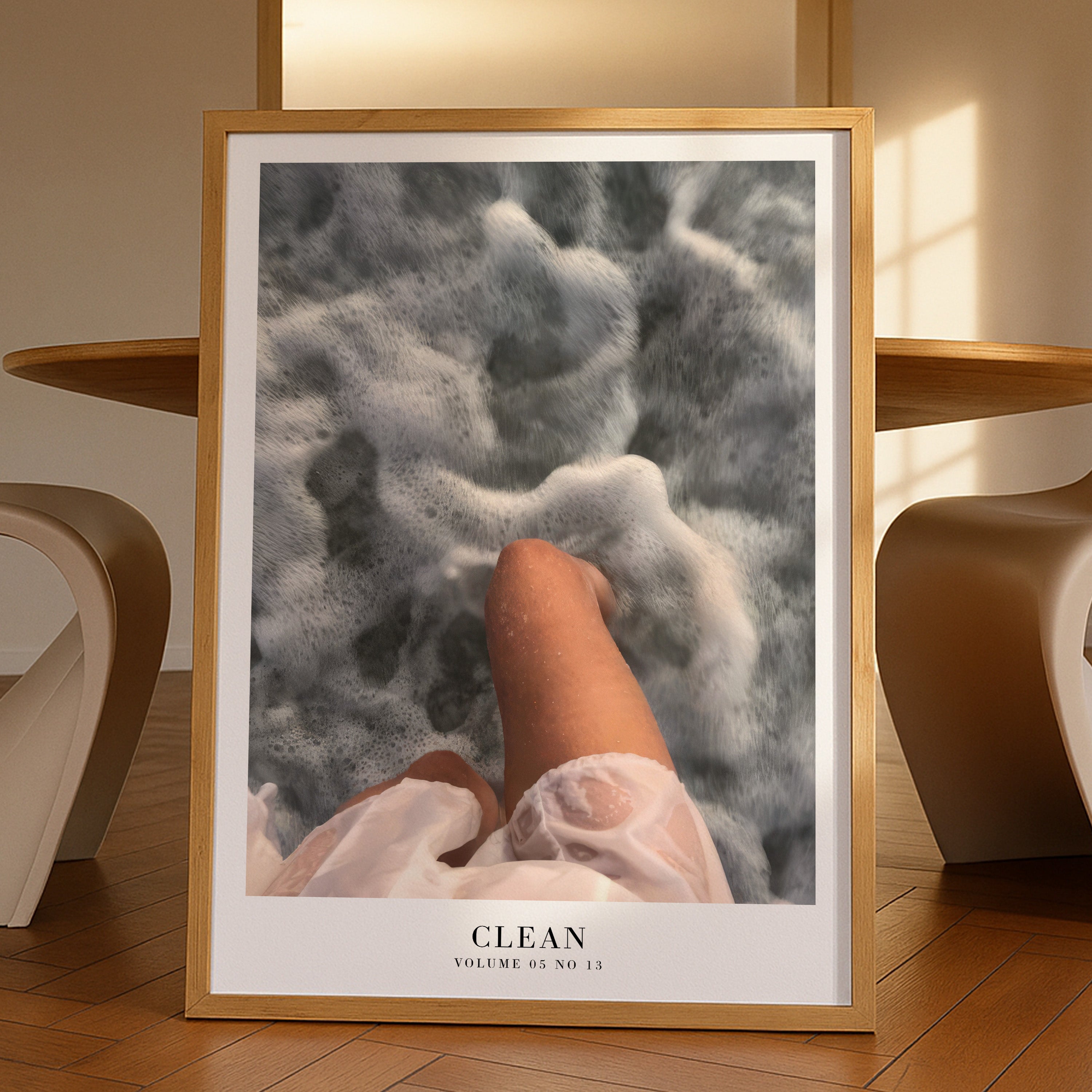 Clean 1989 seafoam poster in soft calming bedroom decor