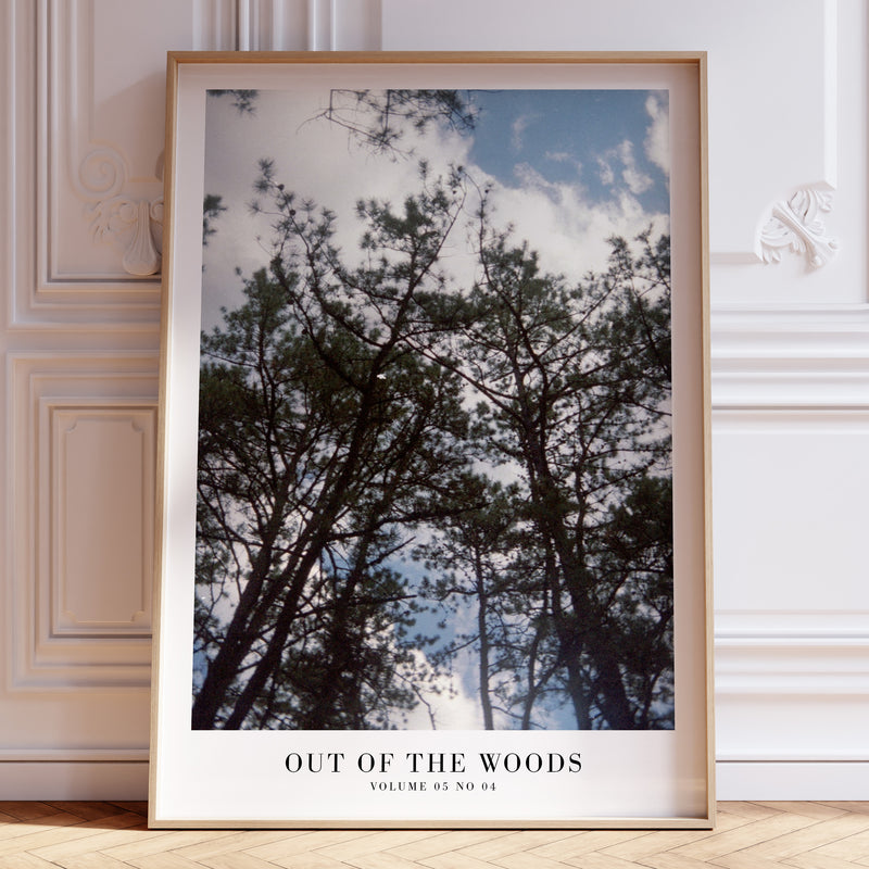 Out of the Woods 1989 Taylor Swift poster featuring dreamy pine tree forest