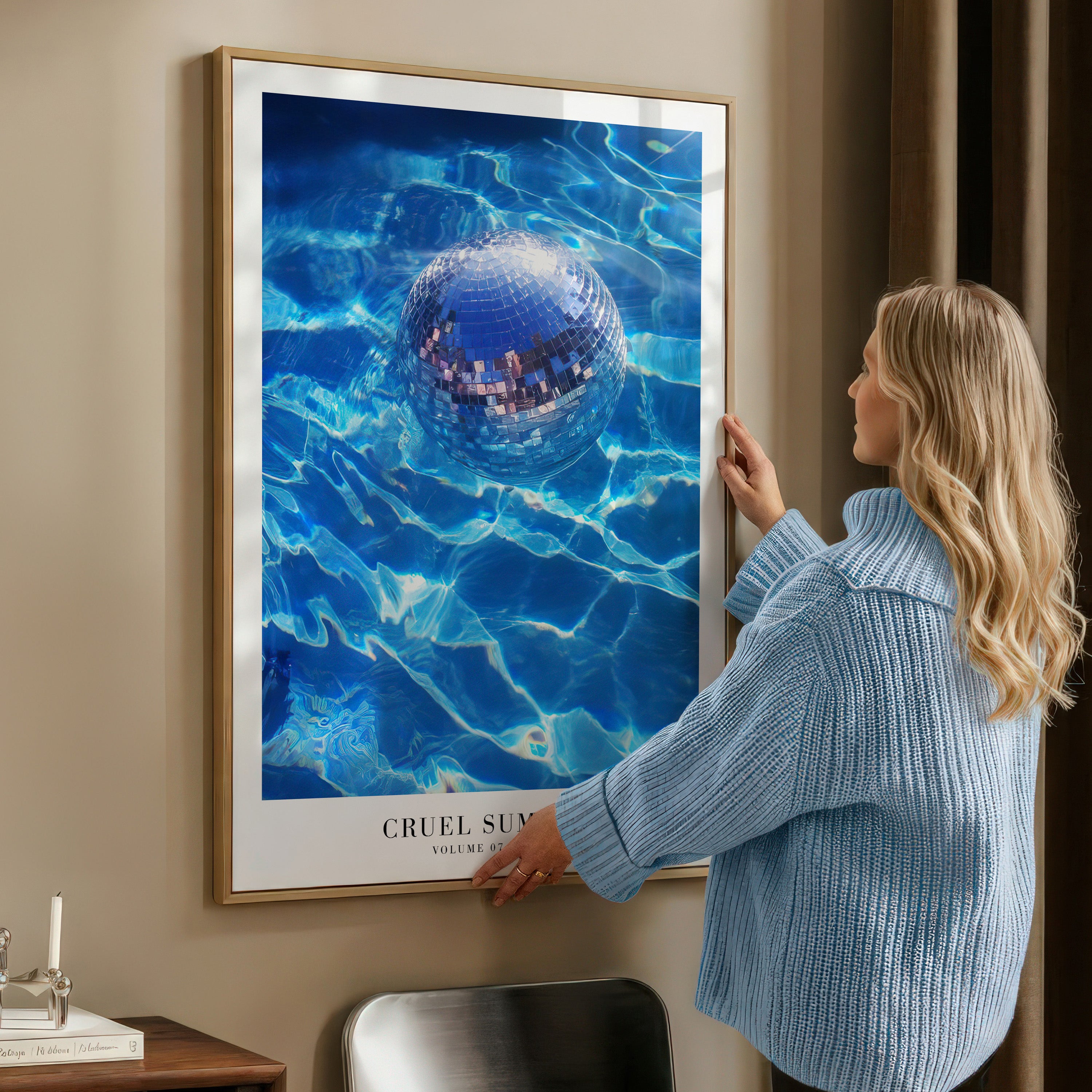 Cruel Summer Taylor Swift wall art in iridescent Y2K-inspired apartment