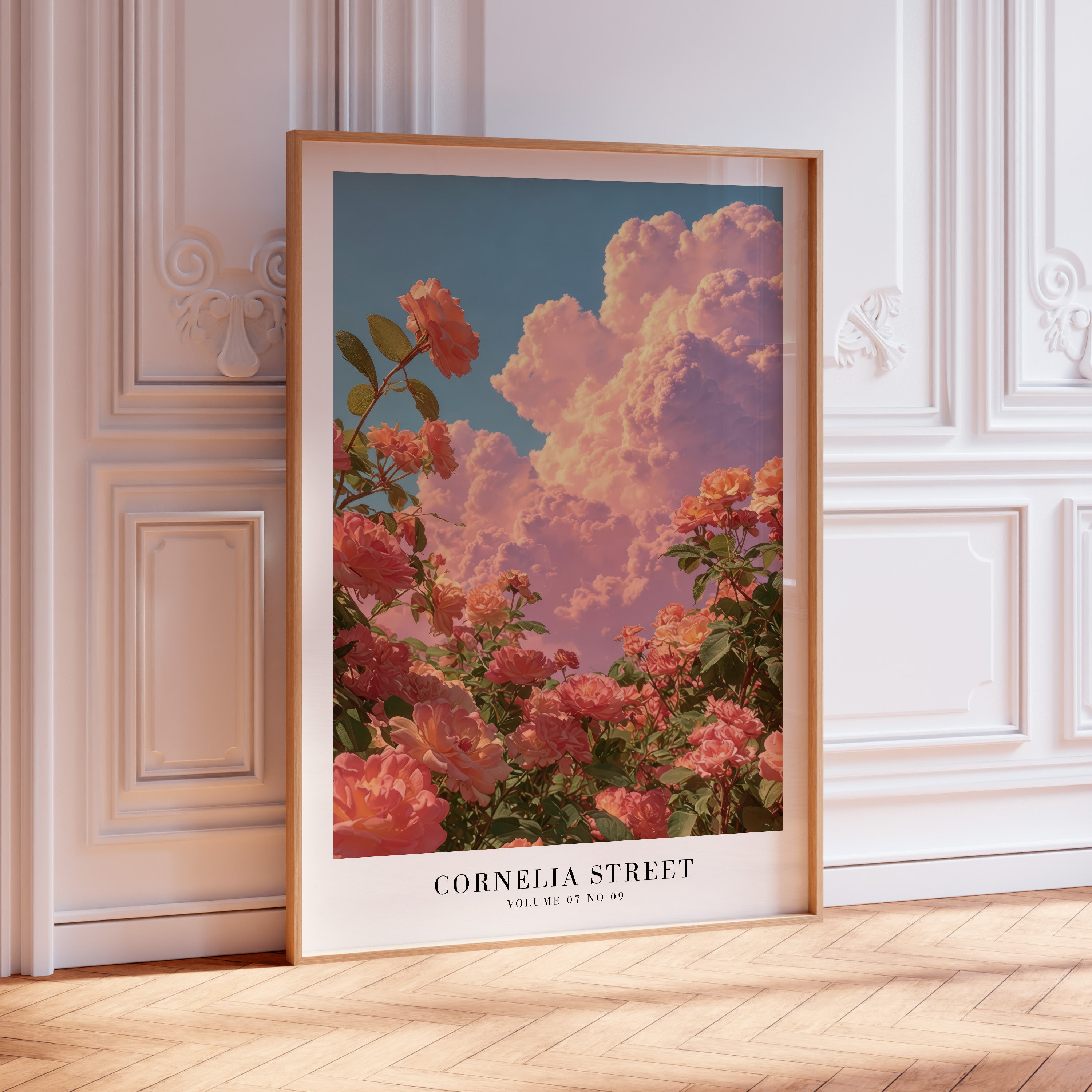 Lover-era Cornelia Street pink poster in cozy romantic dorm room