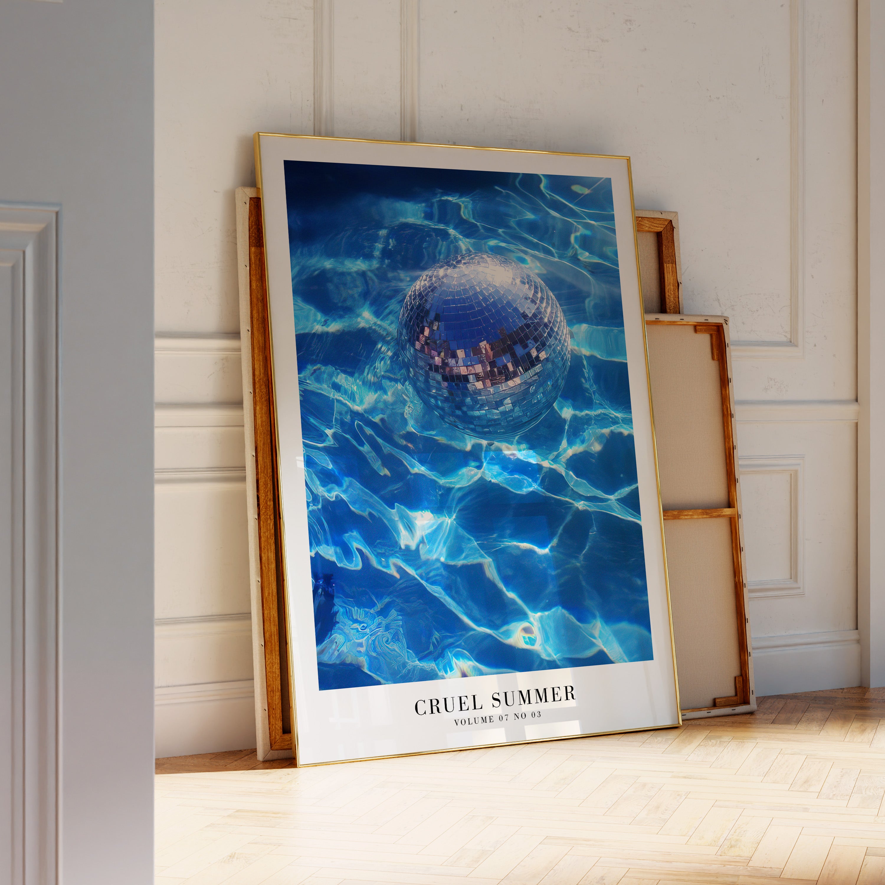 Lover Cruel Summer print in playful electric blue bedroom decor