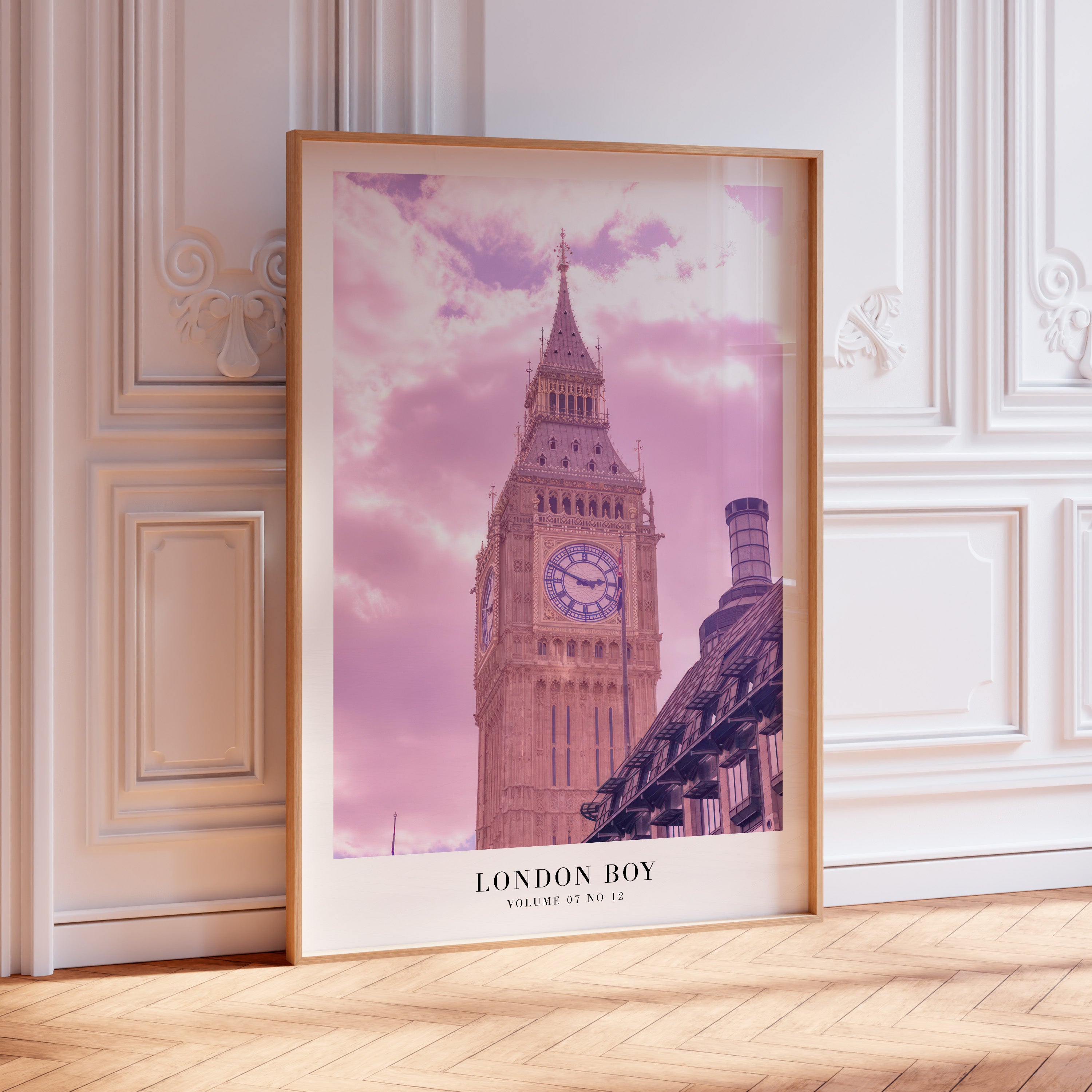 Lover-era London Boy pink poster in cozy romantic dorm room