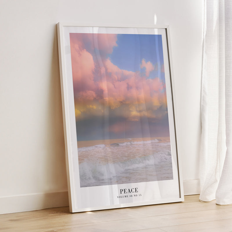 Peace Song Poster — Taylor Swift Folklore inspired pastel cloud ocean wall art for dreamy bedroom decor