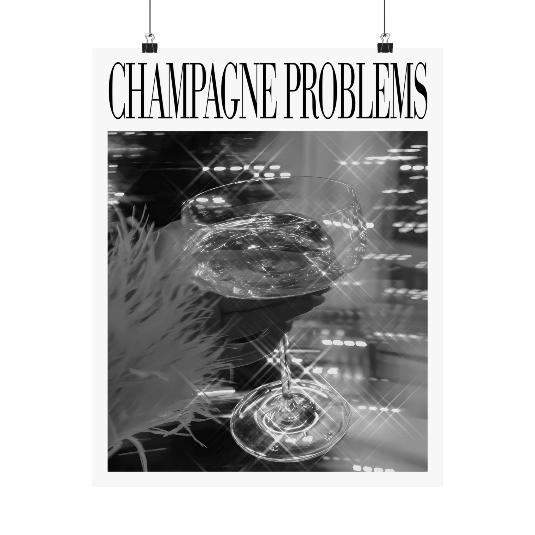 Champagne Problems Sparkle B&W Evermore Taylor Swift–inspired poster
