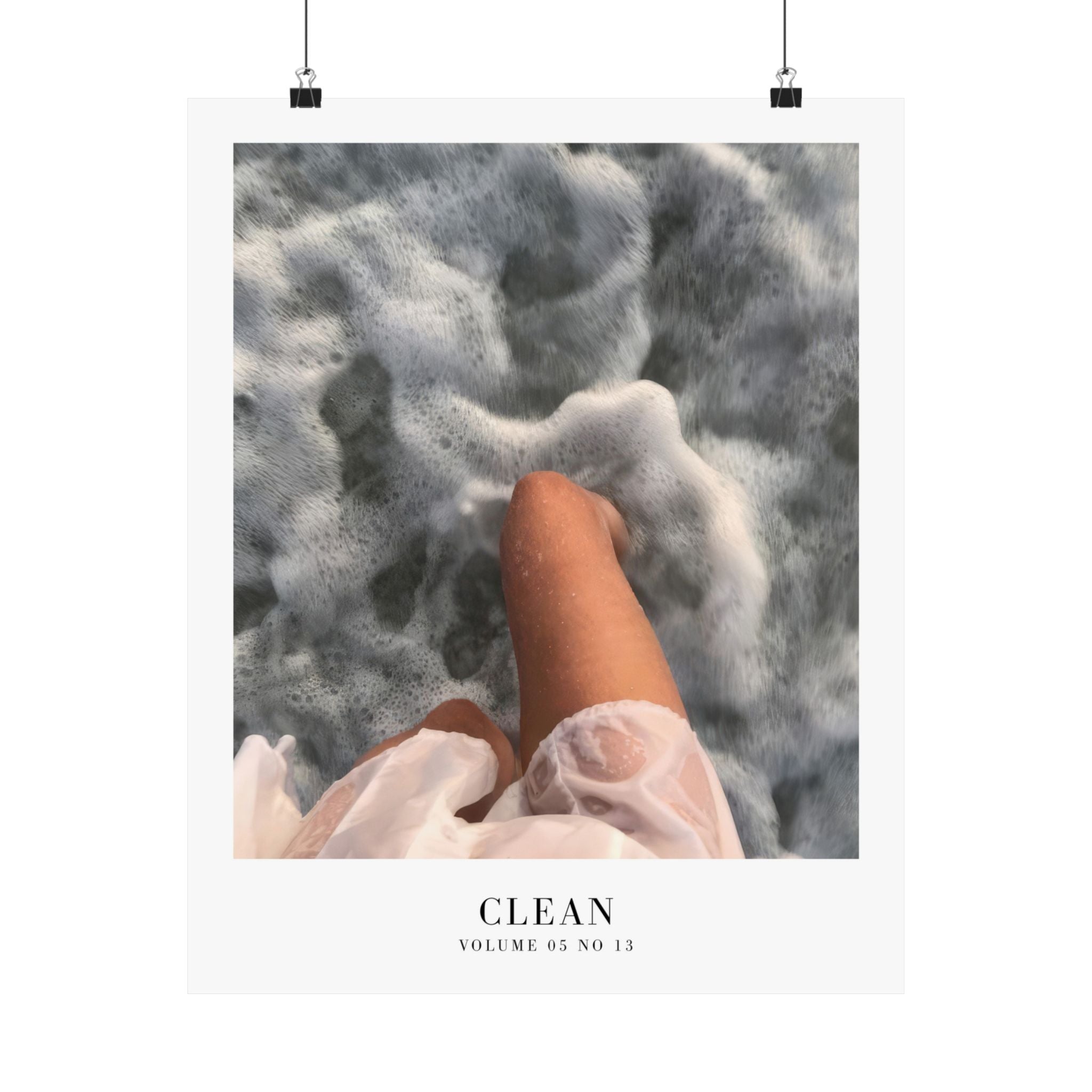 Clean Taylor Swift ocean wall art in feminine minimalist interior