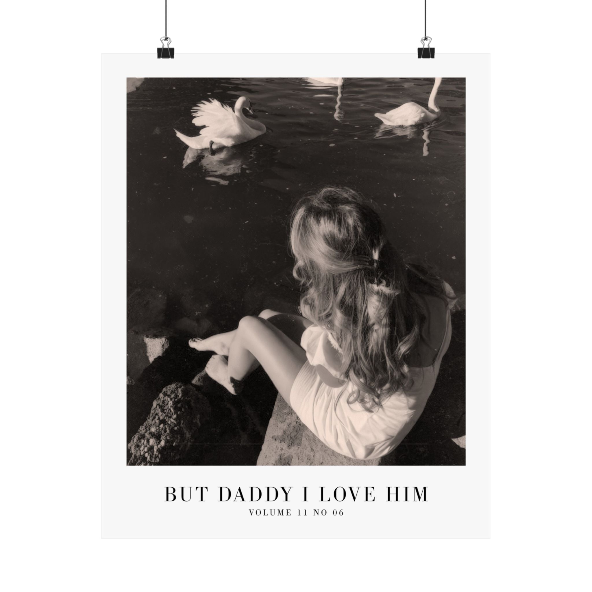 But Daddy I Love Him TTPD Taylor Swift–inspired poster featuring swan imagery