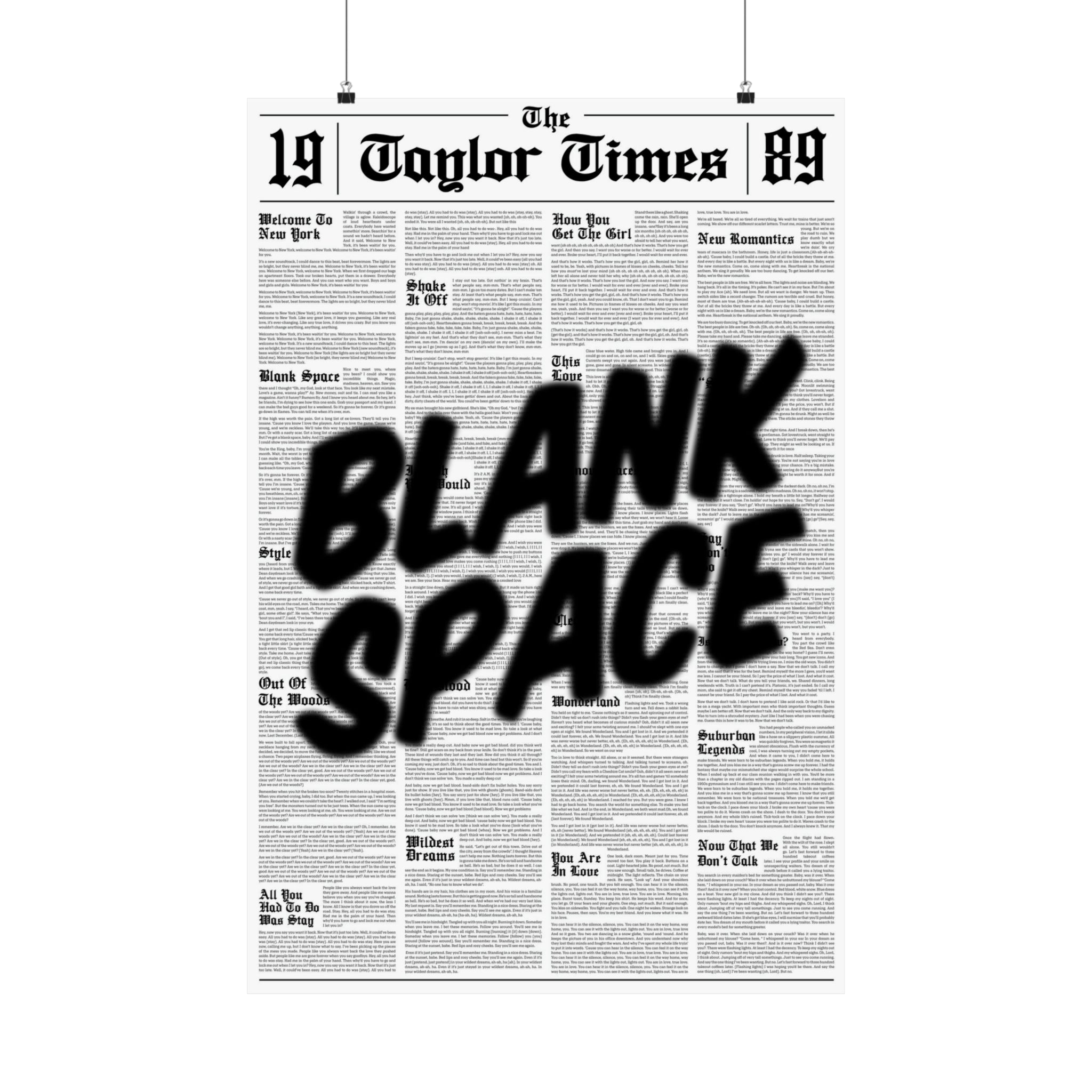 Blank Space 1989 Newspaper Print