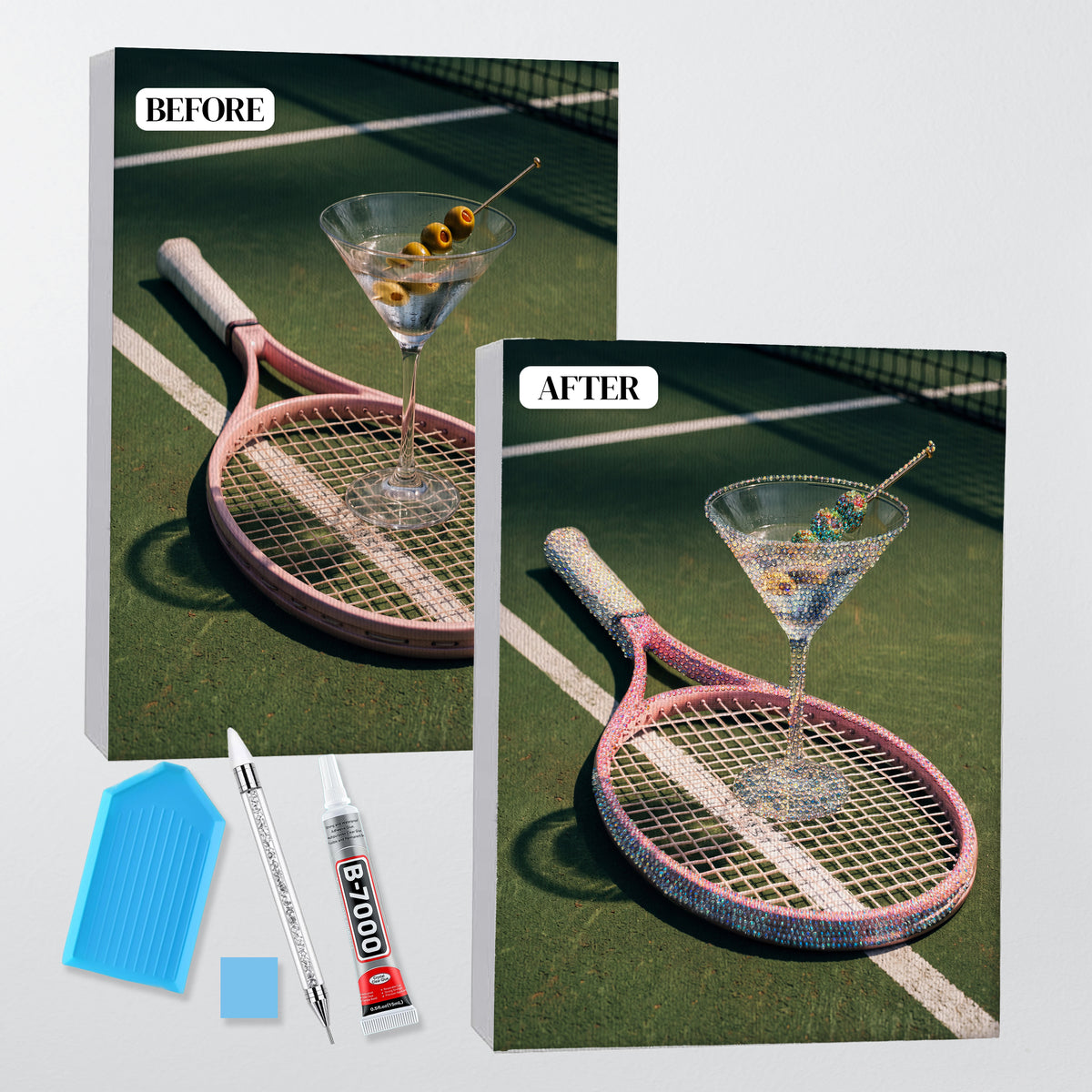 Tennis Martini DIY Bedazzle Canvas Kit