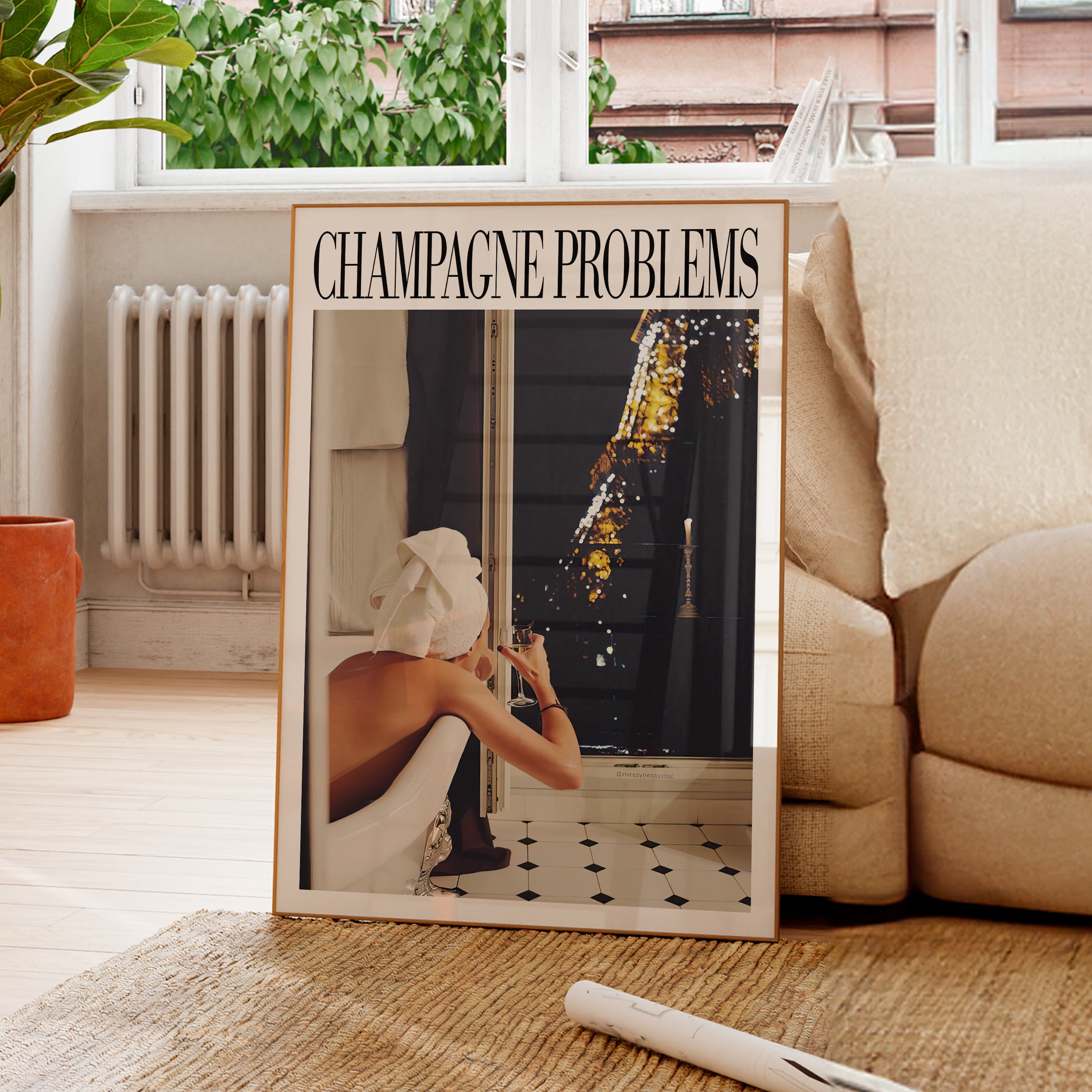 Champagne Problems Paris Sparkle Print