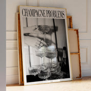 Champagne Problems Champagne Tower Print Black & White - Haus Of Moods