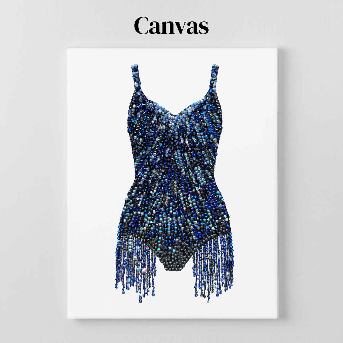 Midnights lines bodysuit bedazzle kit on a stretched canvas with a 5/8 inch pine frame