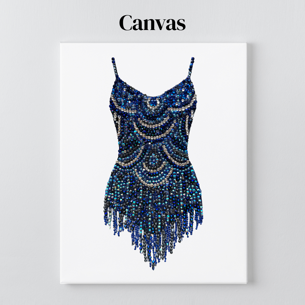 Midnights swoops bodysuit bedazzle kit on a stretched canvas with a 5/8 inch pine frame