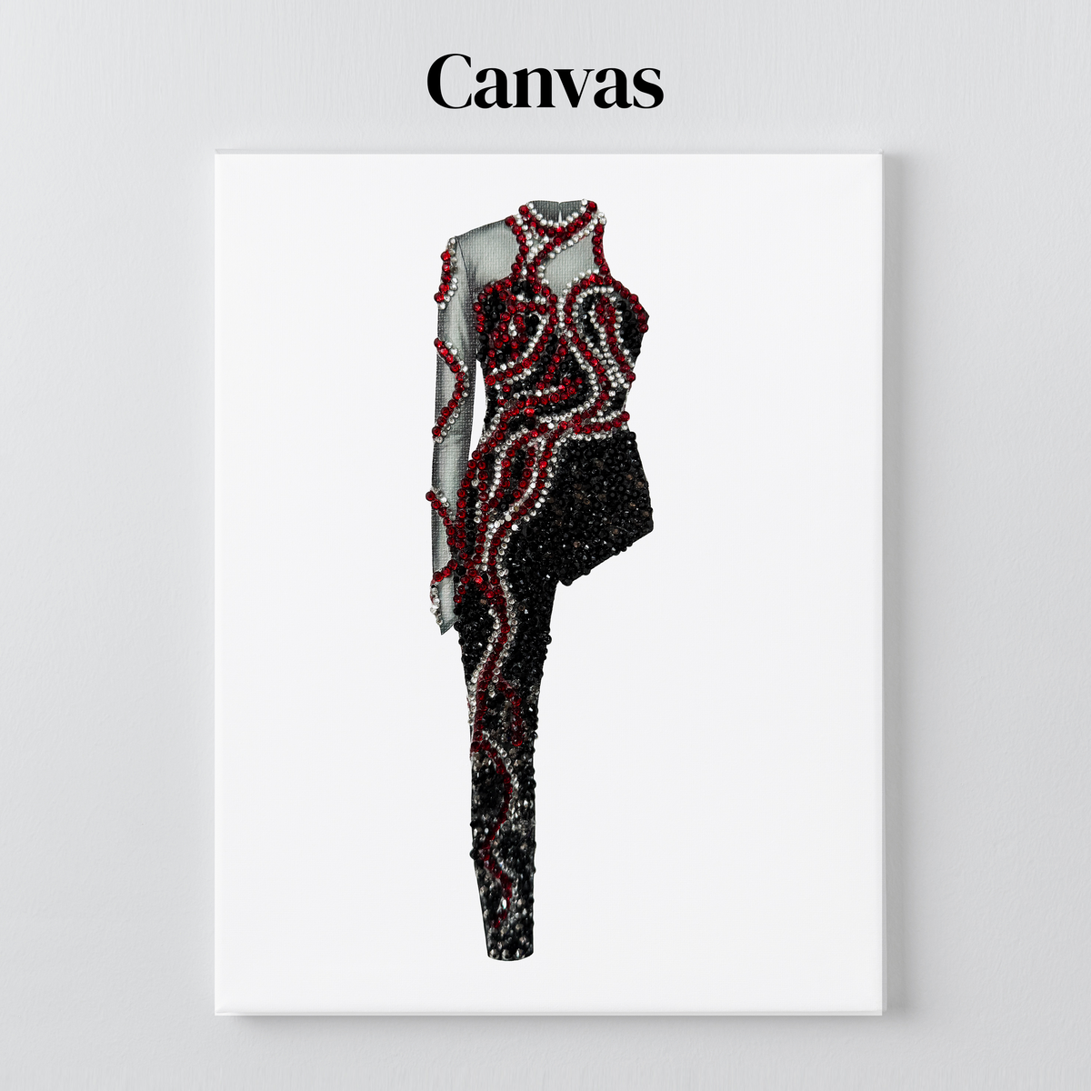 Reputation snake catsuit rhinestone art on a stretched canvas with a 5/8 inch pine frame