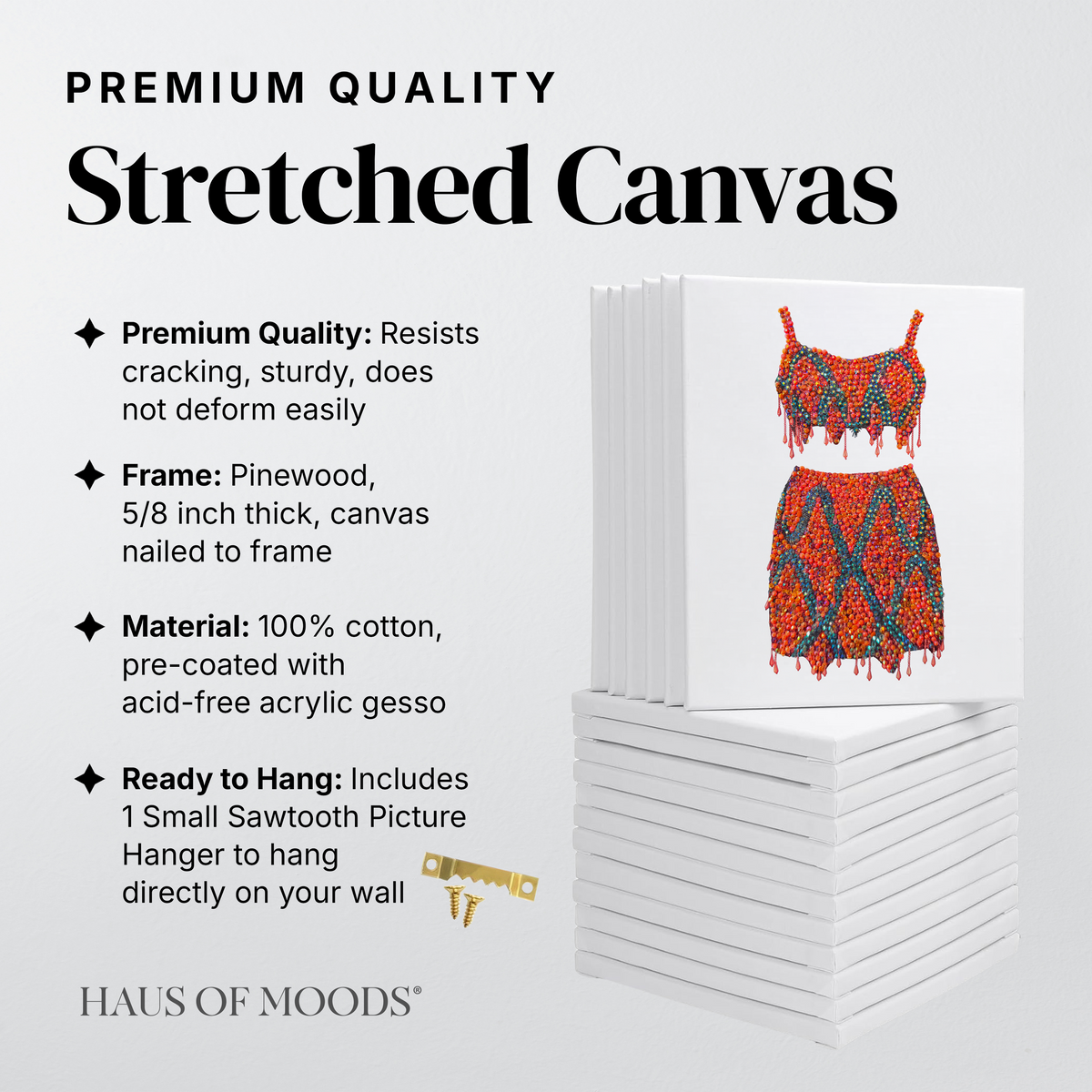 1989 orange two-piece stretched canvas rhinestone kit, angled view