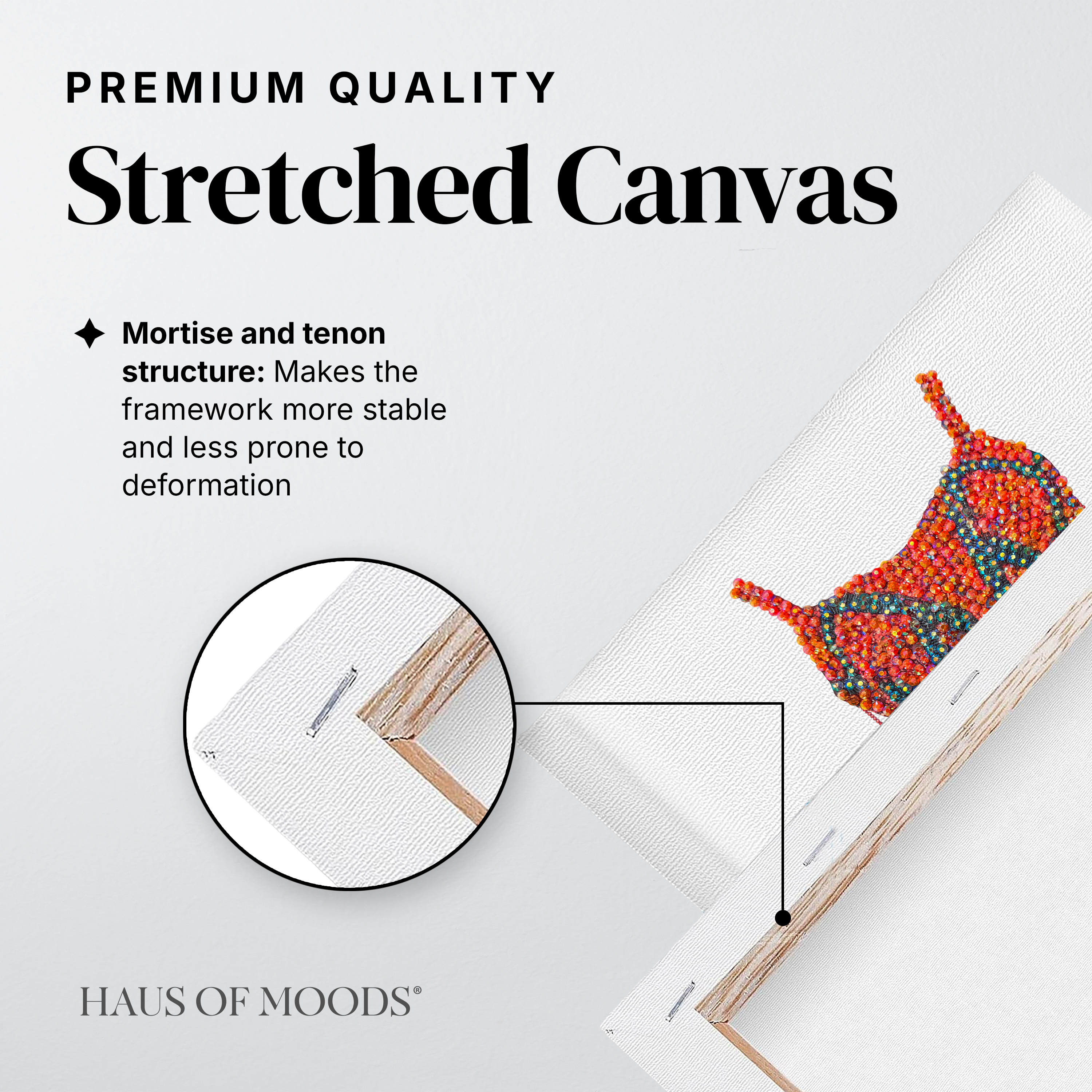 1989 orange two-piece stretched canvas rhinestone kit, close detail