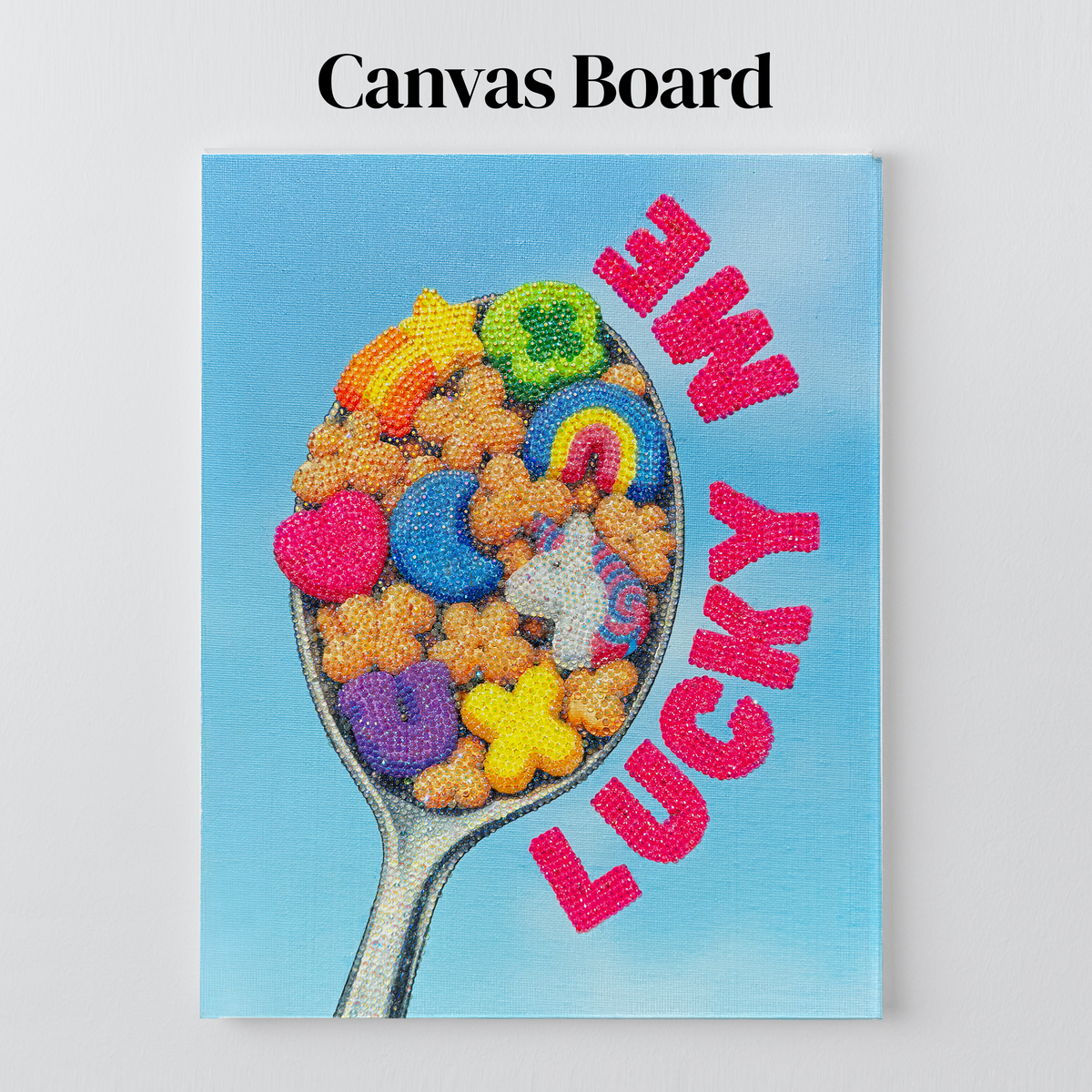 DIY "Lucky Me" Cereal Spoon Bedazzle Canvas Kit – Sparkling Rhinestone Diamond Art