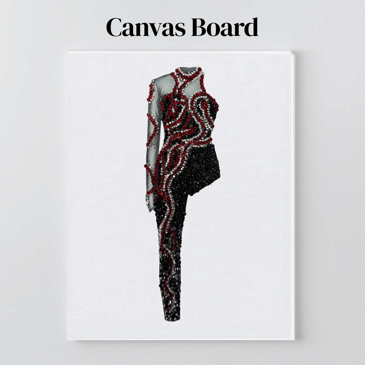 Reputation snake catsuit rhinestone art on a flat canvas board, ready to frame