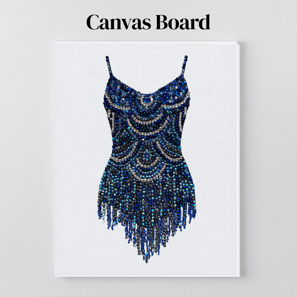 Midnights swoops bodysuit bedazzle kit on a flat canvas board, ready to frame