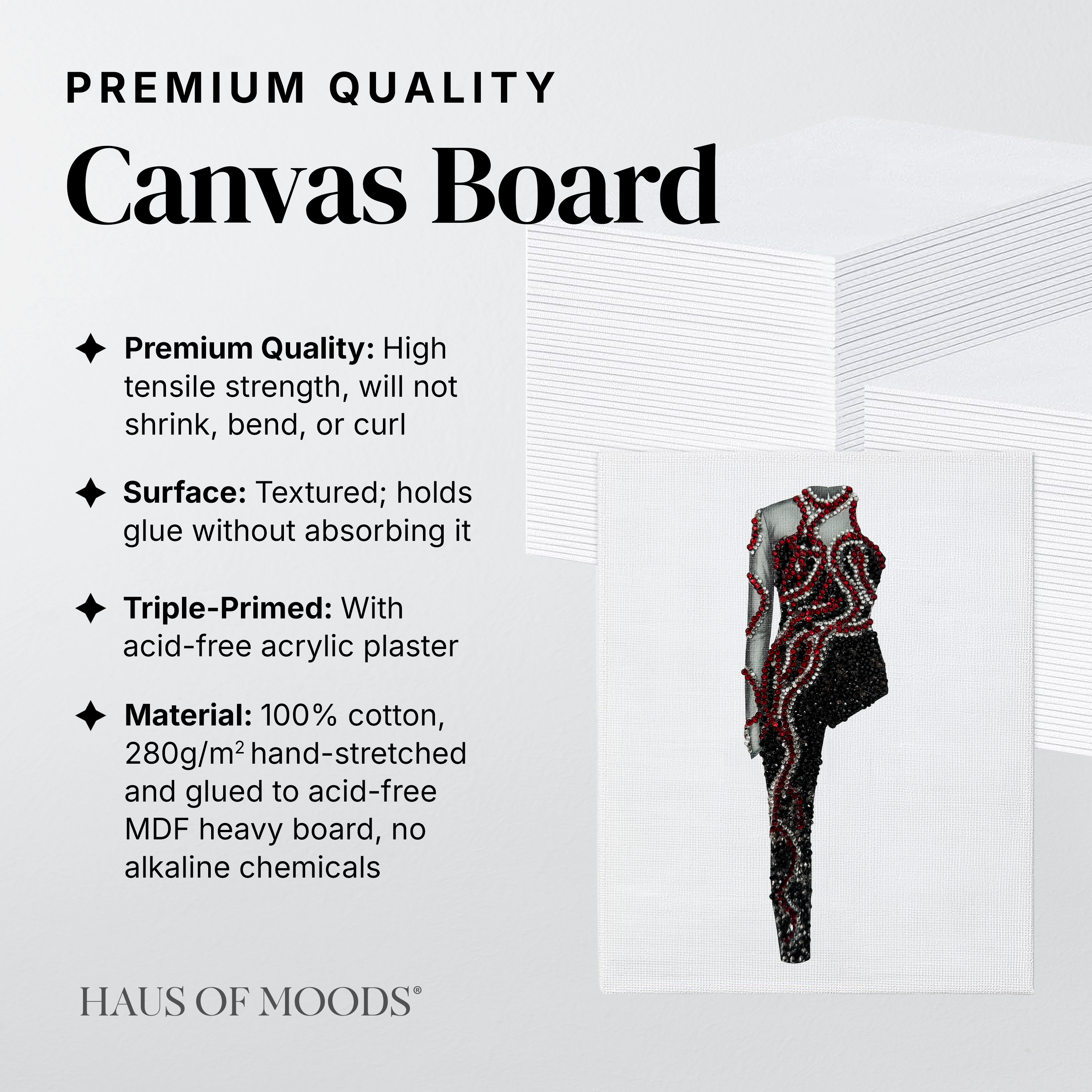 Reputation snake catsuit canvas board rhinestone kit, angled view
