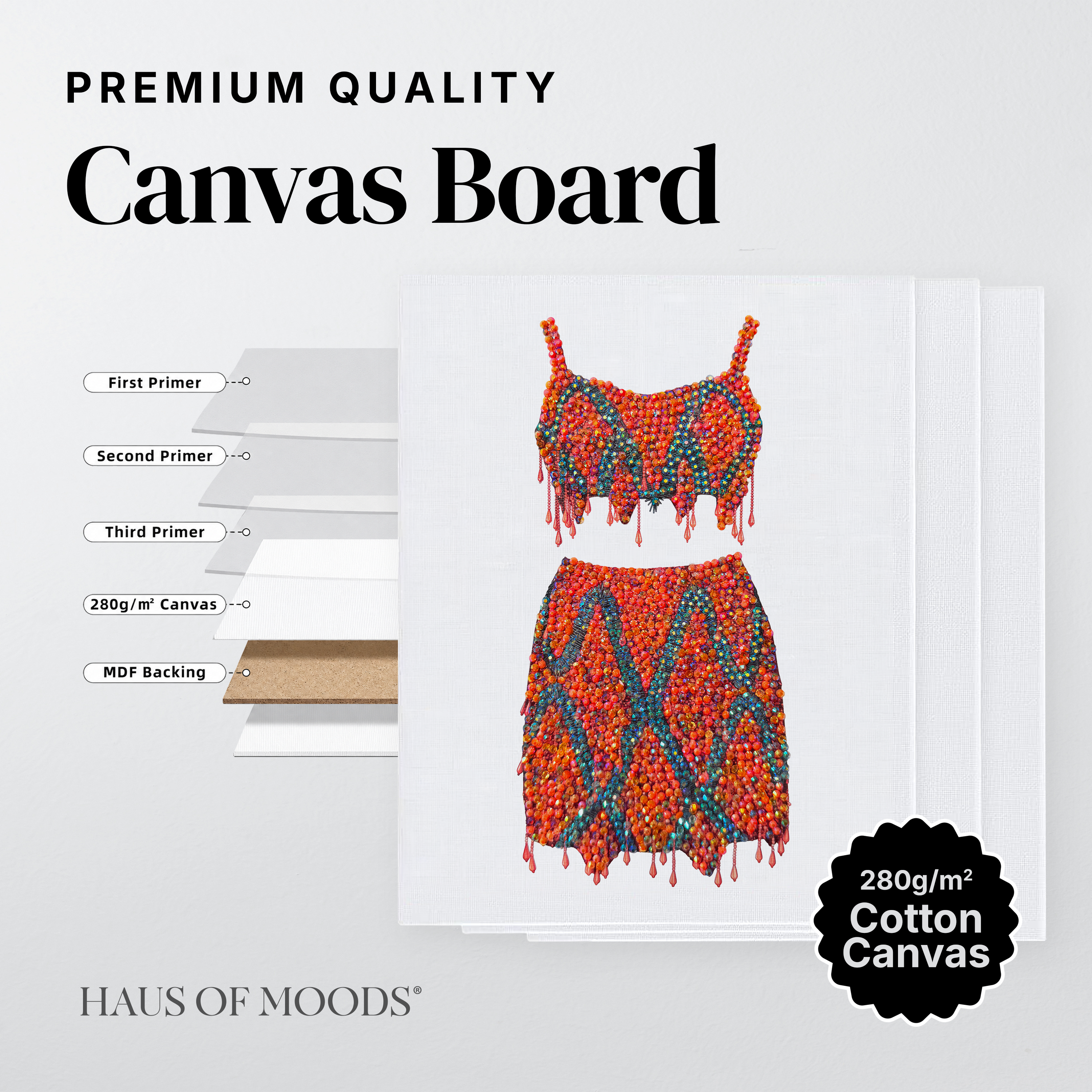 1989 orange two-piece canvas board rhinestone kit, close detail