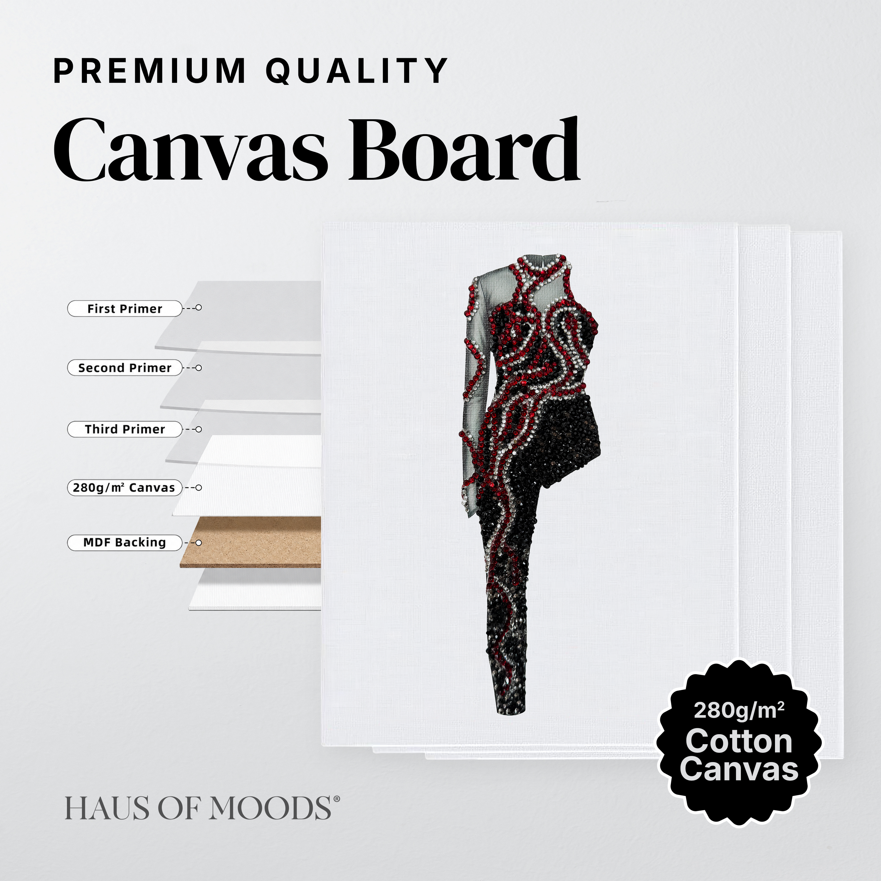 Reputation snake catsuit canvas board rhinestone kit, close detail