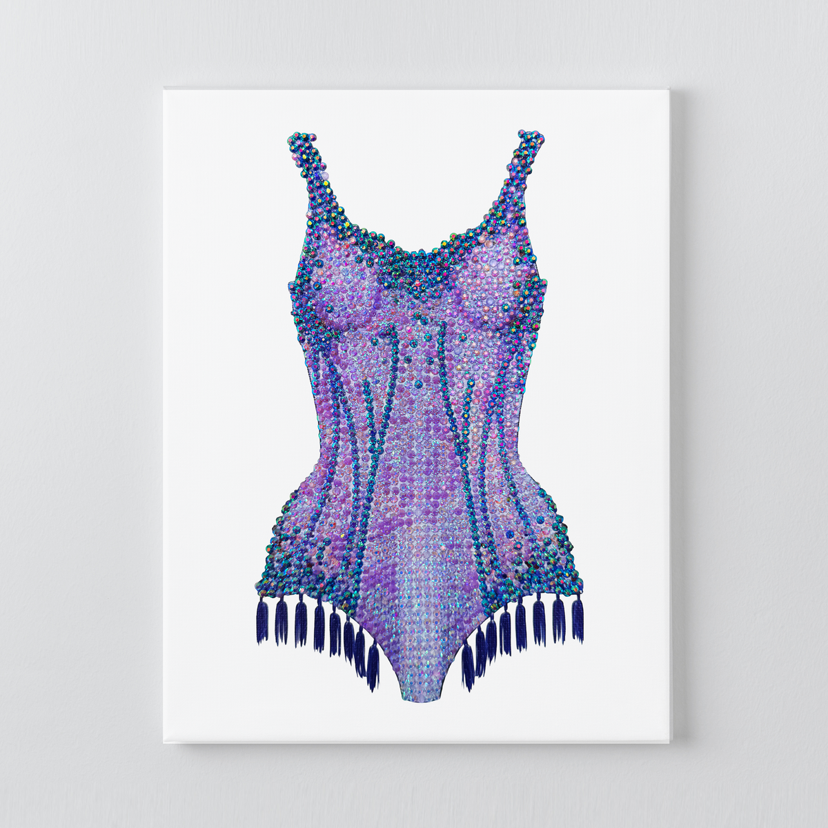Lover purple bodysuit DIY rhinestone canvas kit, finished lilac and violet design