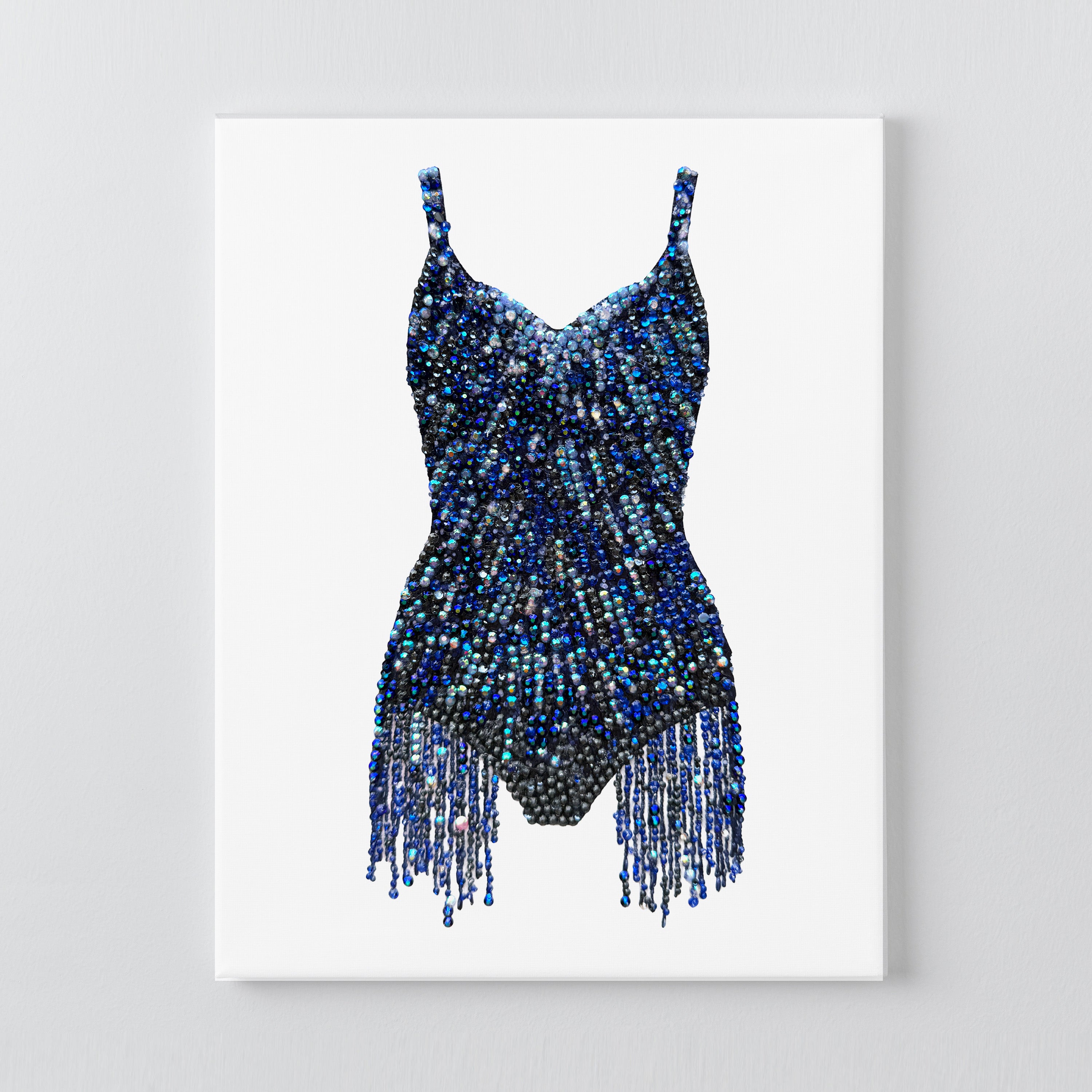 Midnights lines bodysuit DIY rhinestone canvas kit, finished navy and silver design