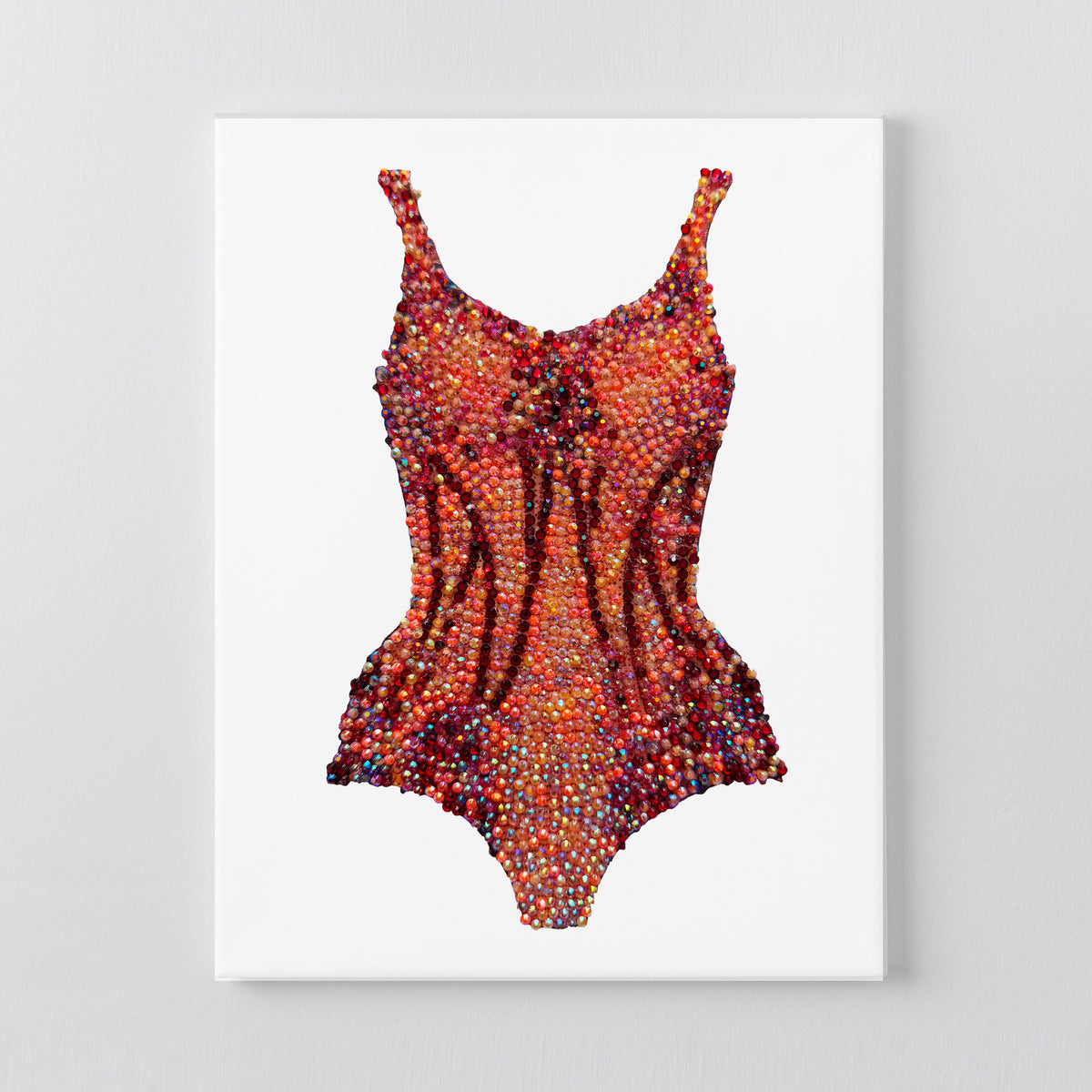 Lover orange bodysuit DIY rhinestone canvas kit, finished orange and gold design