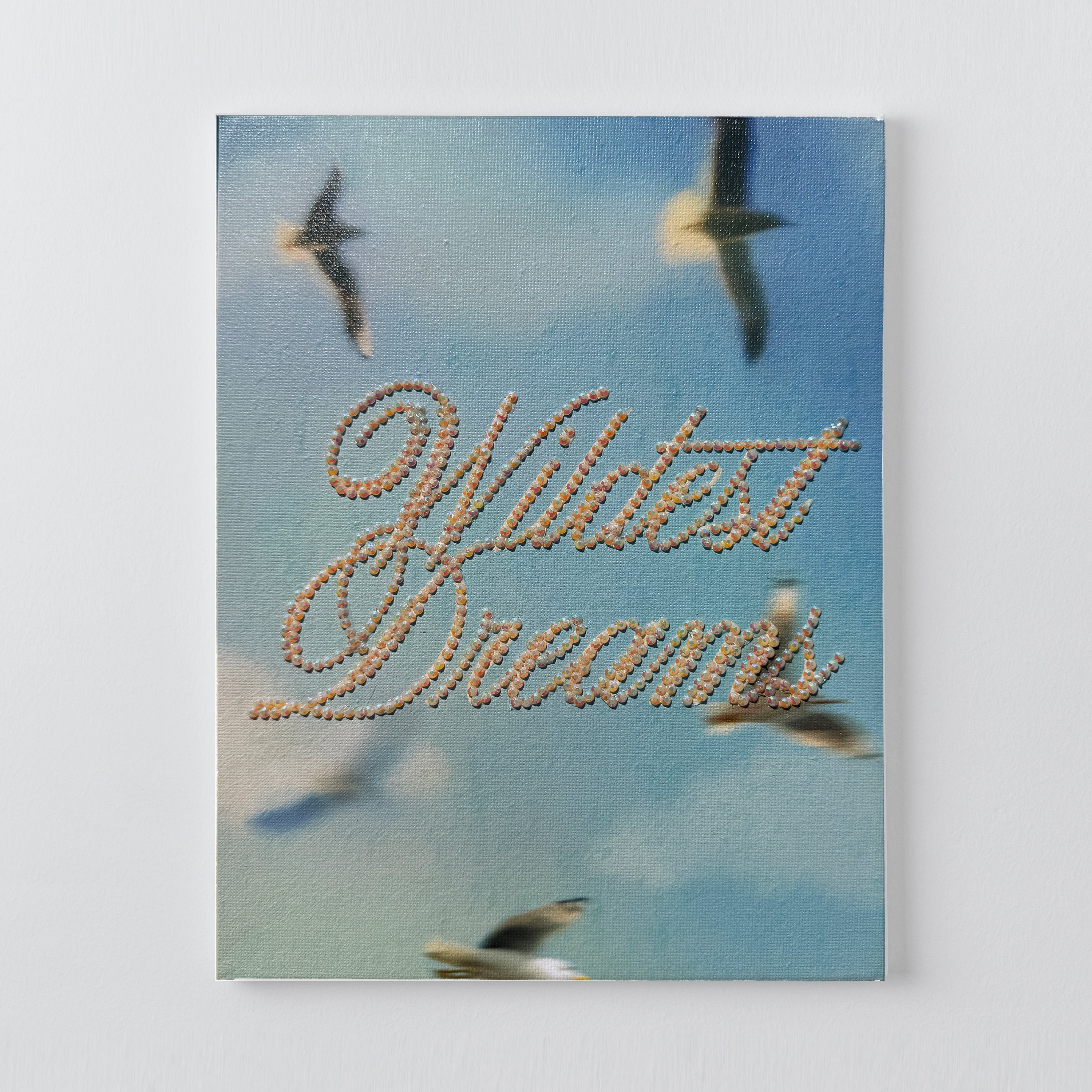 Wildest Dreams DIY rhinestone canvas kit, finished pastel and gold design