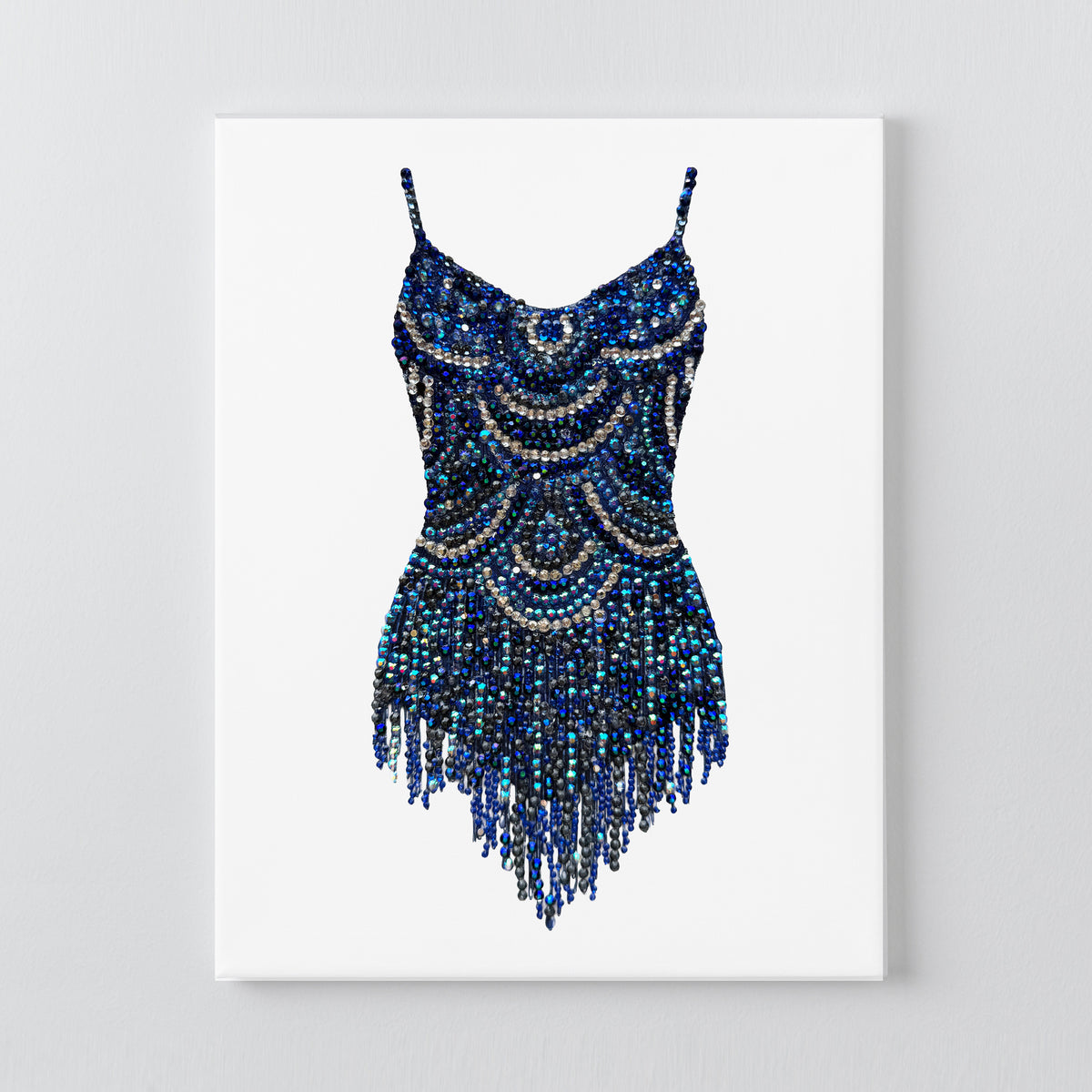 Midnights swoops bodysuit DIY rhinestone canvas kit, finished navy and silver design