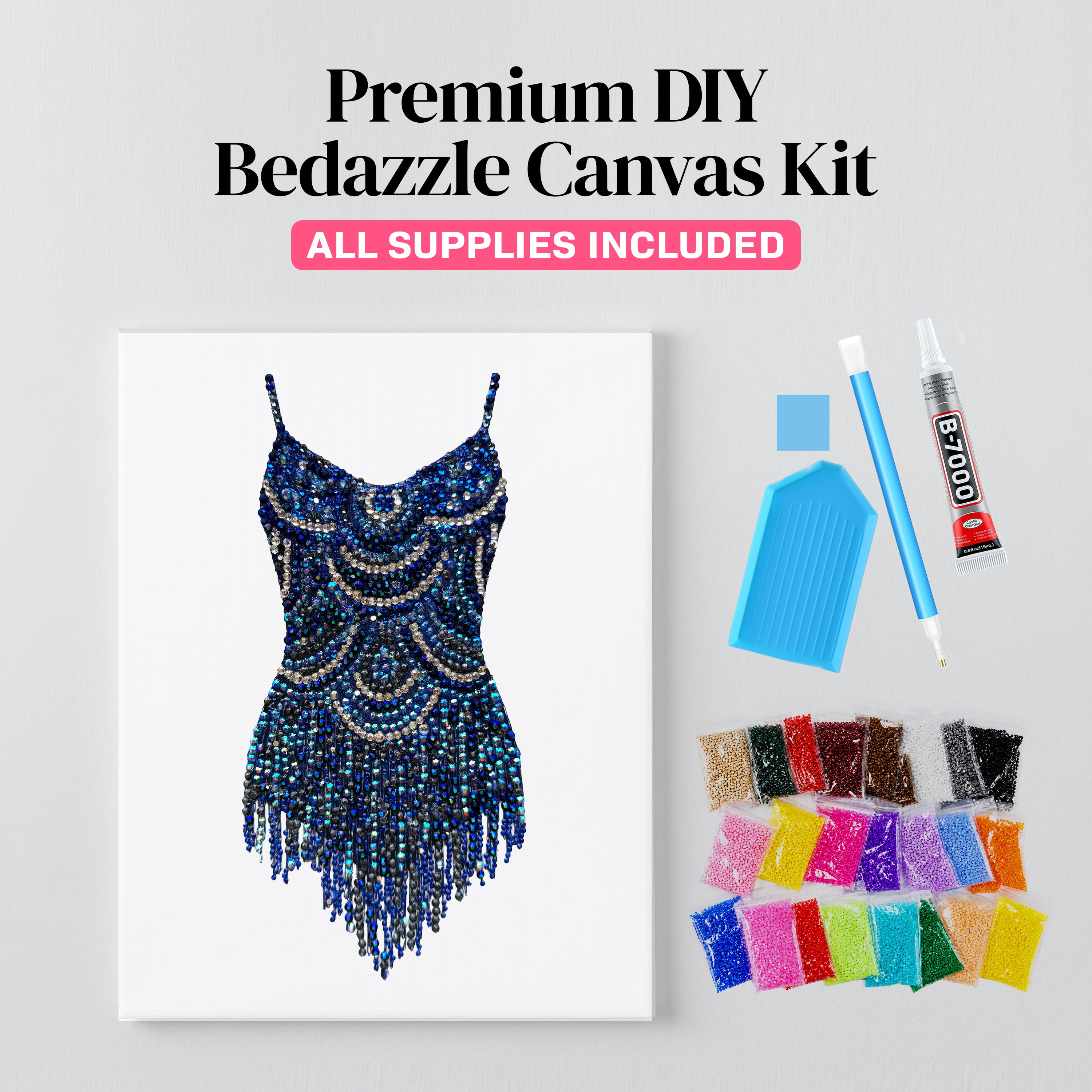 Midnights swoops bodysuit bedazzle canvas kit styled on a wall