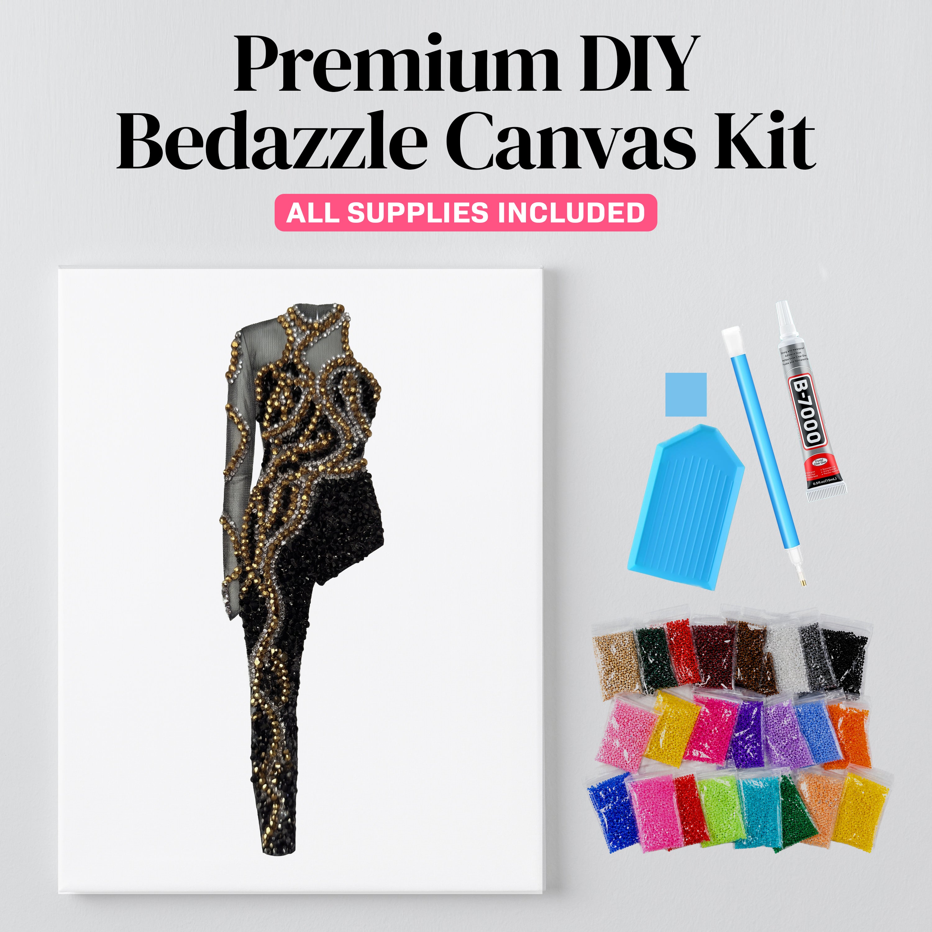 Reputation gold snake catsuit rhinestone canvas kit, angled view