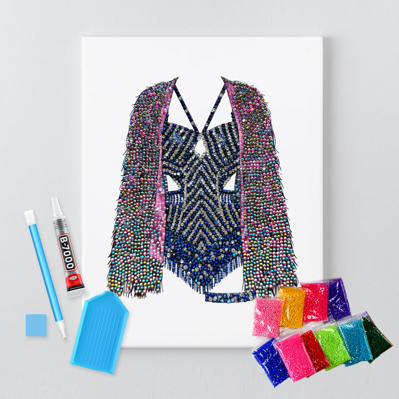 Midnights fringe jacket bedazzle canvas kit shown in a styled room
