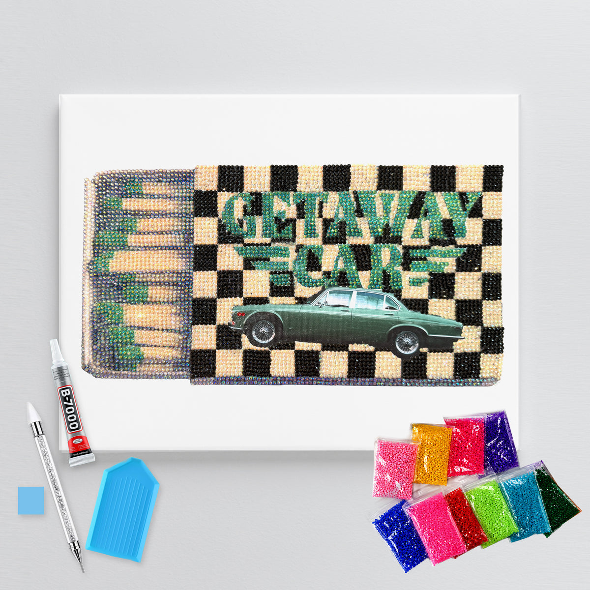 Getaway Car Matchbook DIY Bedazzle Rhinestone Canvas Kit