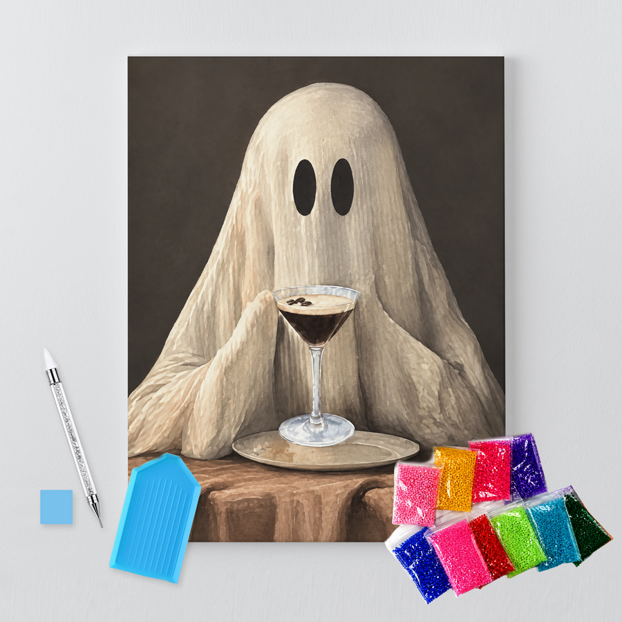 Espresso Martini Ghost DIY Bedazzle Rhinestone Canvas Kit