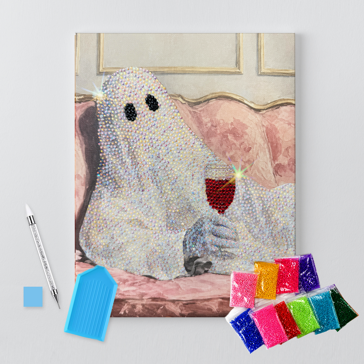 Red Wine Ghost DIY Bedazzle Canvas Kit