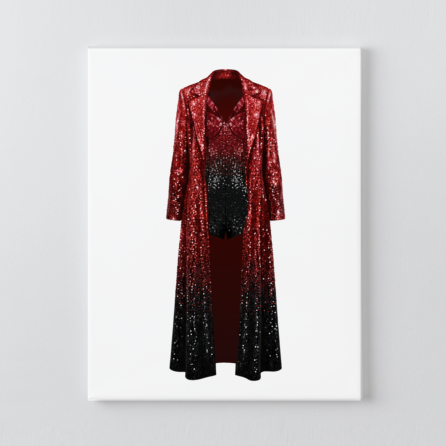 Red Sequin Duster Coat DIY Bedazzle Rhinestone Canvas Kit