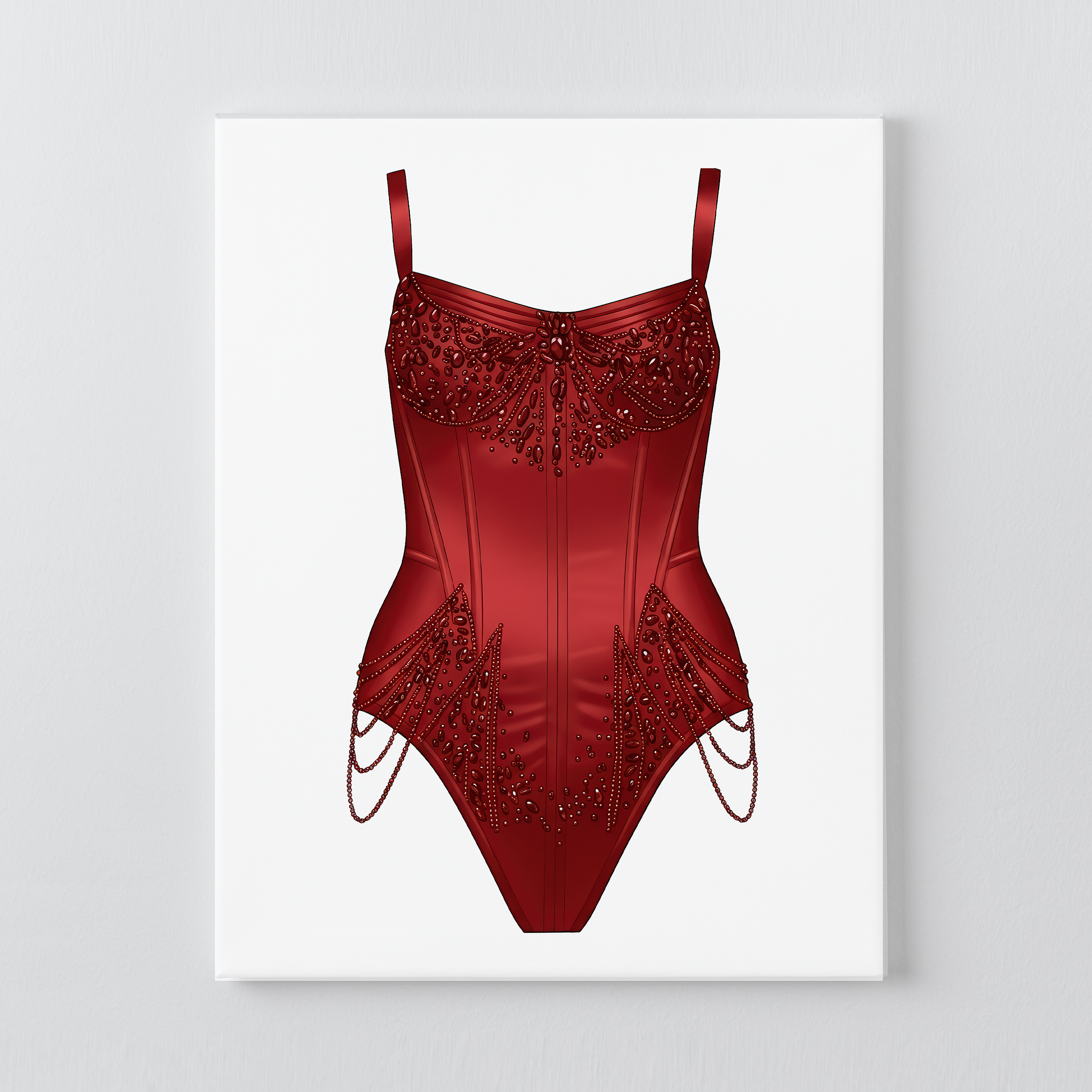Showgirl Red Corset Bodysuit DIY Rhinestone Canvas Kit | Taylor Inspired