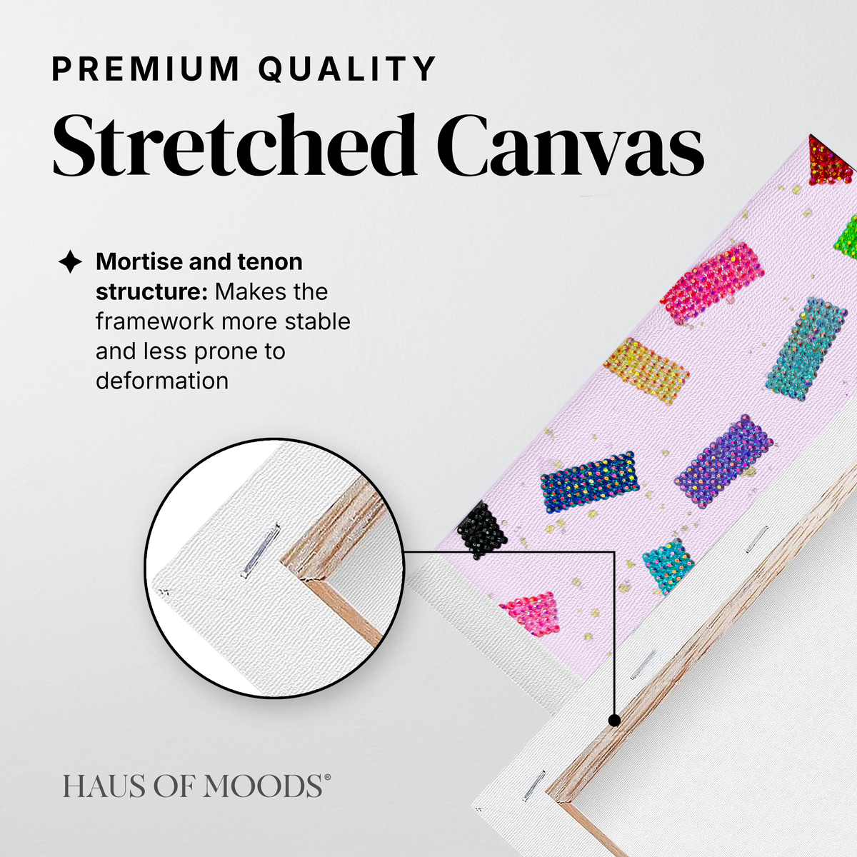 Eras Tour confetti stretched canvas rhinestone kit, close detail