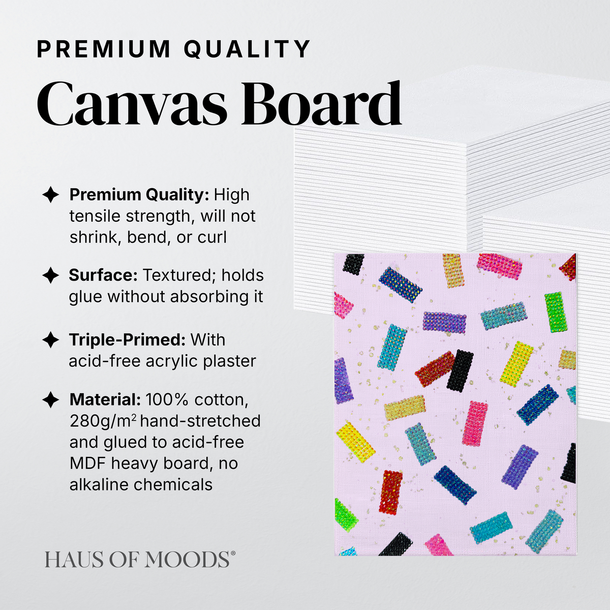 Eras Tour confetti canvas board rhinestone kit, angled view