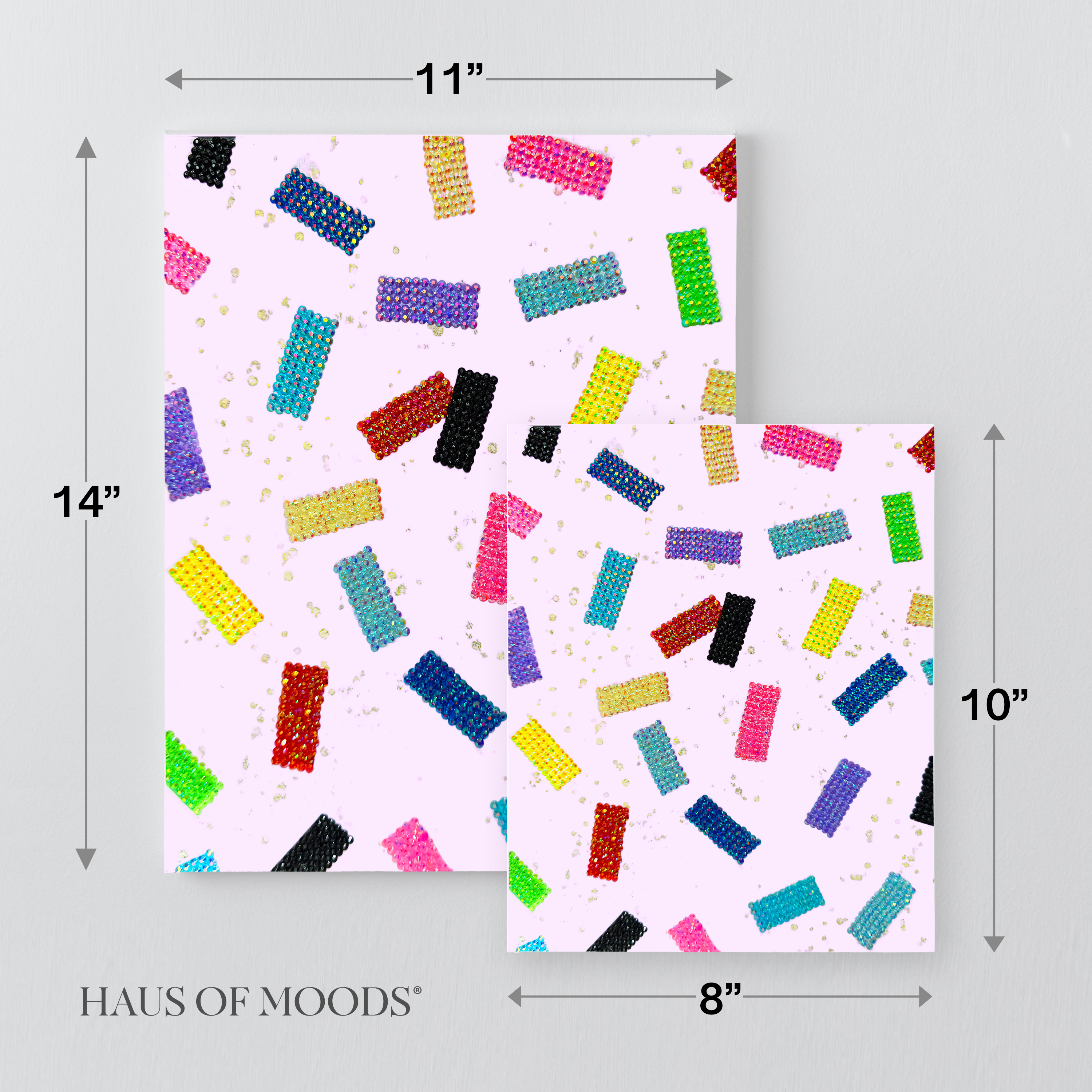 Eras Tour confetti bedazzle canvas kit size comparison, 8x10 and 11x14
