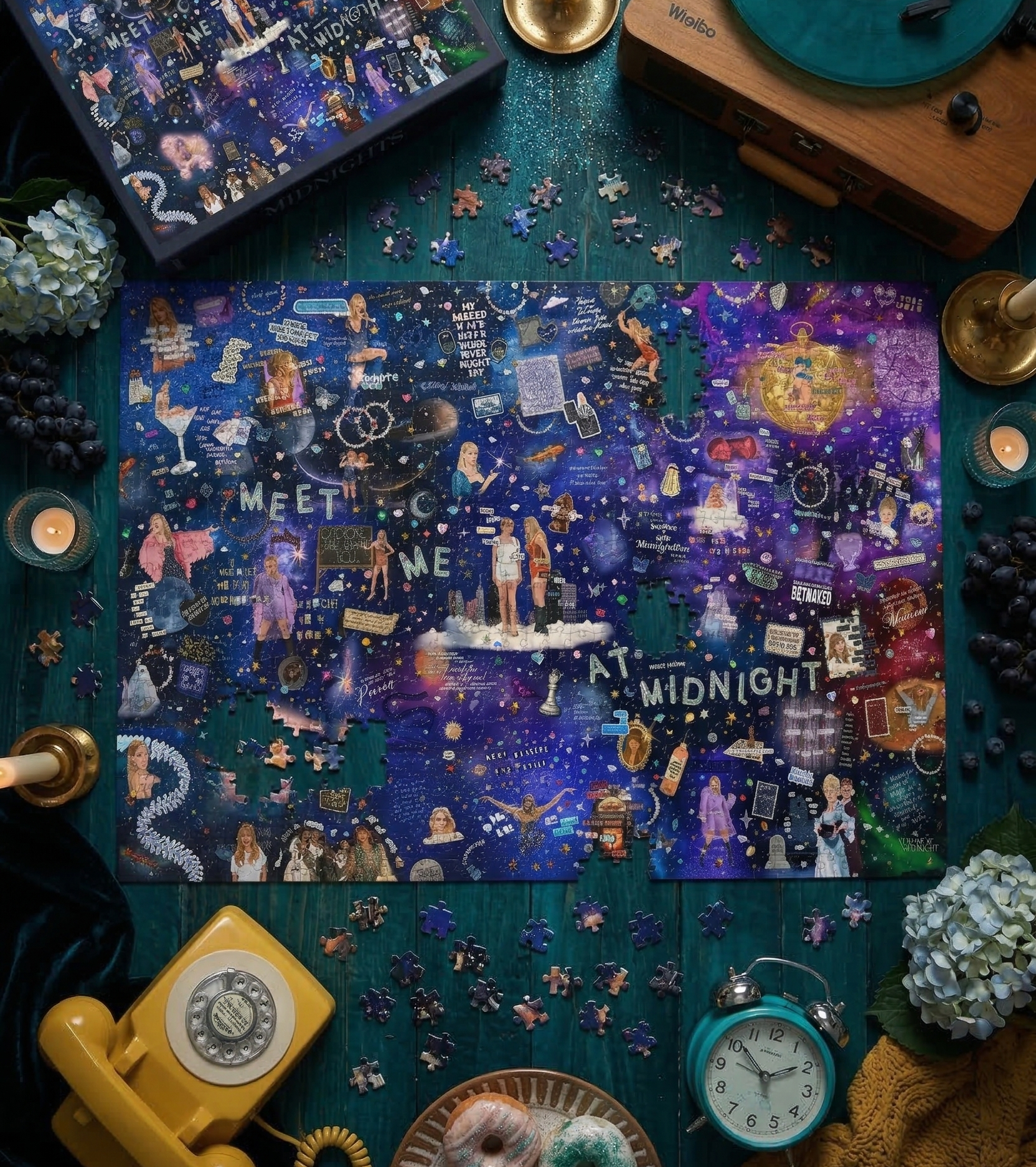 Haus Of Moods The Eras Taylor puzzle featuring lyrics and Easter eggs, with a vibrant, colorful Swiftie-themed design.