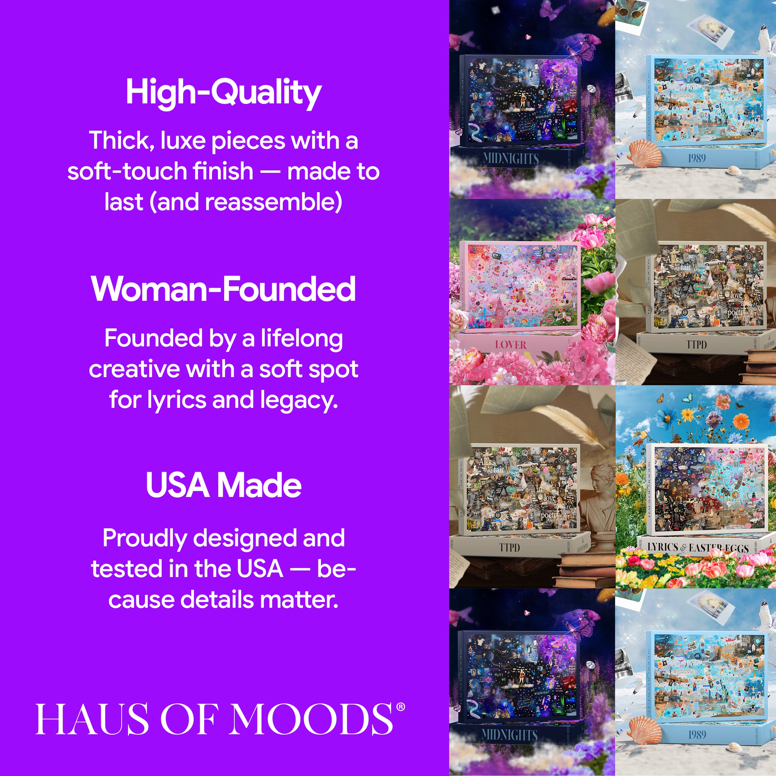 Taylor Swift Eras Inspired Easter Eggs & Lyrics Puzzle [OFFICIAL Haus of Moods® PUZZLE] The Perfect Swiftie Gift - Taylor Eras Tour Puzzle | 1989, Lover, Folklore, Evermore, Reputation, Speak Now, Red, Debut, Midnights, TTPD