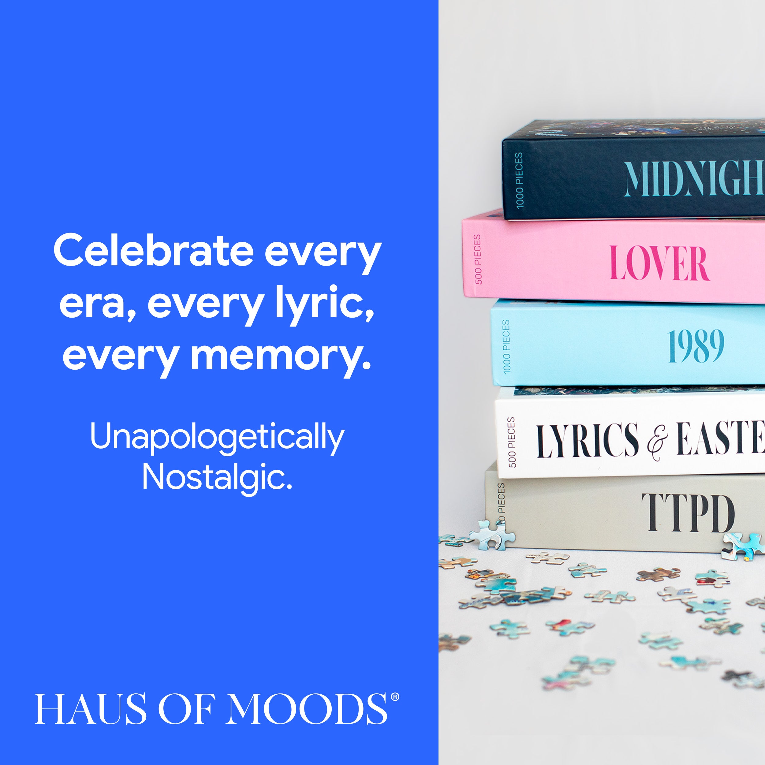 Taylor Swift Eras Inspired Easter Eggs & Lyrics Puzzle [OFFICIAL Haus of Moods® PUZZLE] The Perfect Swiftie Gift - Taylor Eras Tour Puzzle | 1989, Lover, Folklore, Evermore, Reputation, Speak Now, Red, Debut, Midnights, TTPD