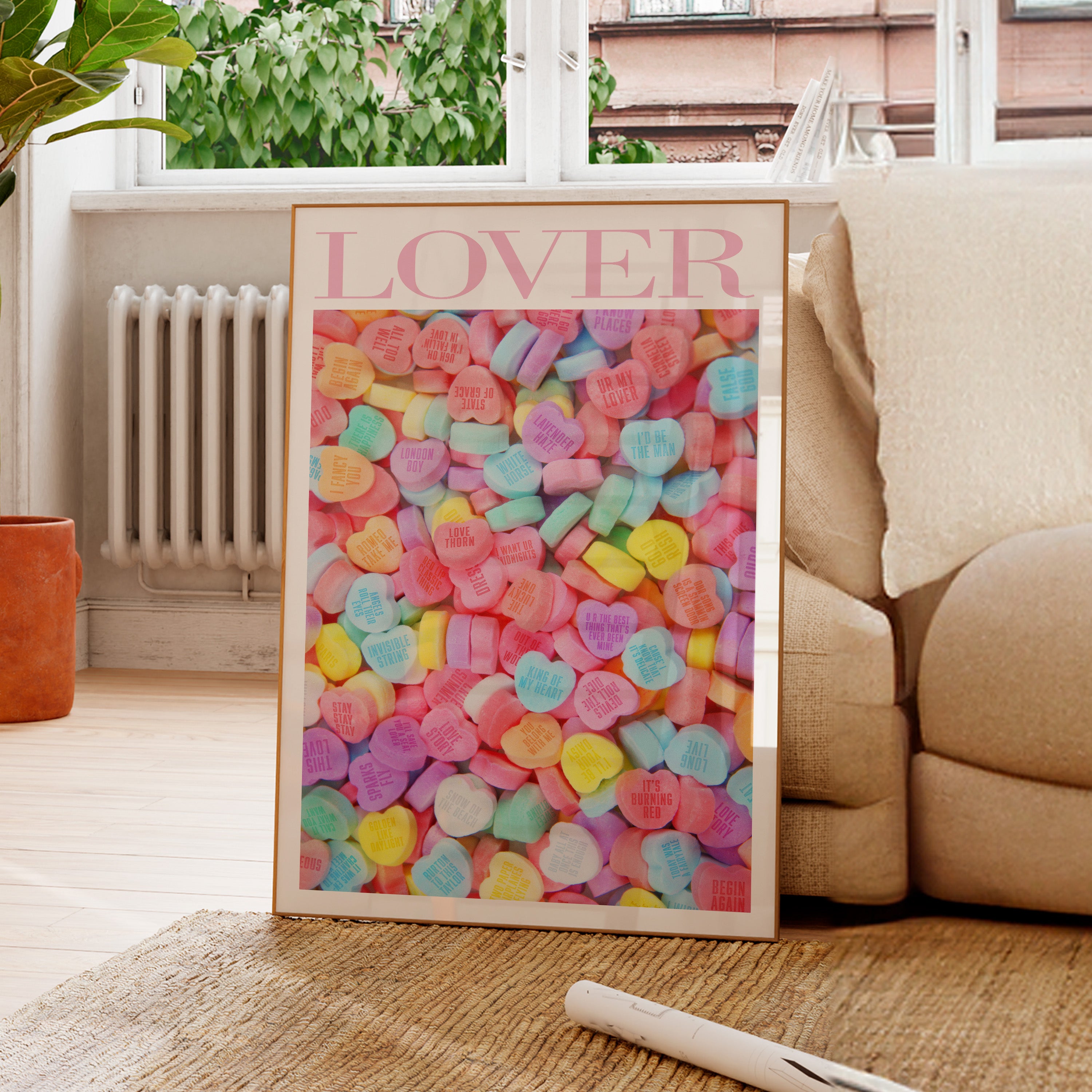 Lover Candy Hearts Print Pink