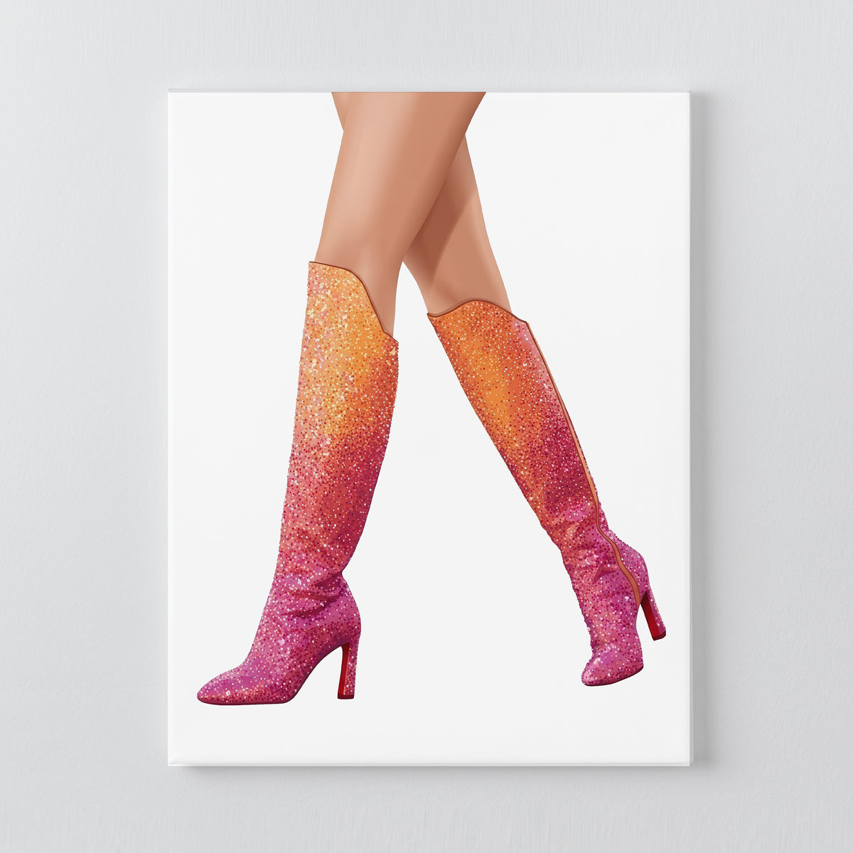 Lover orange and pink boots bedazzle canvas kit original artwork