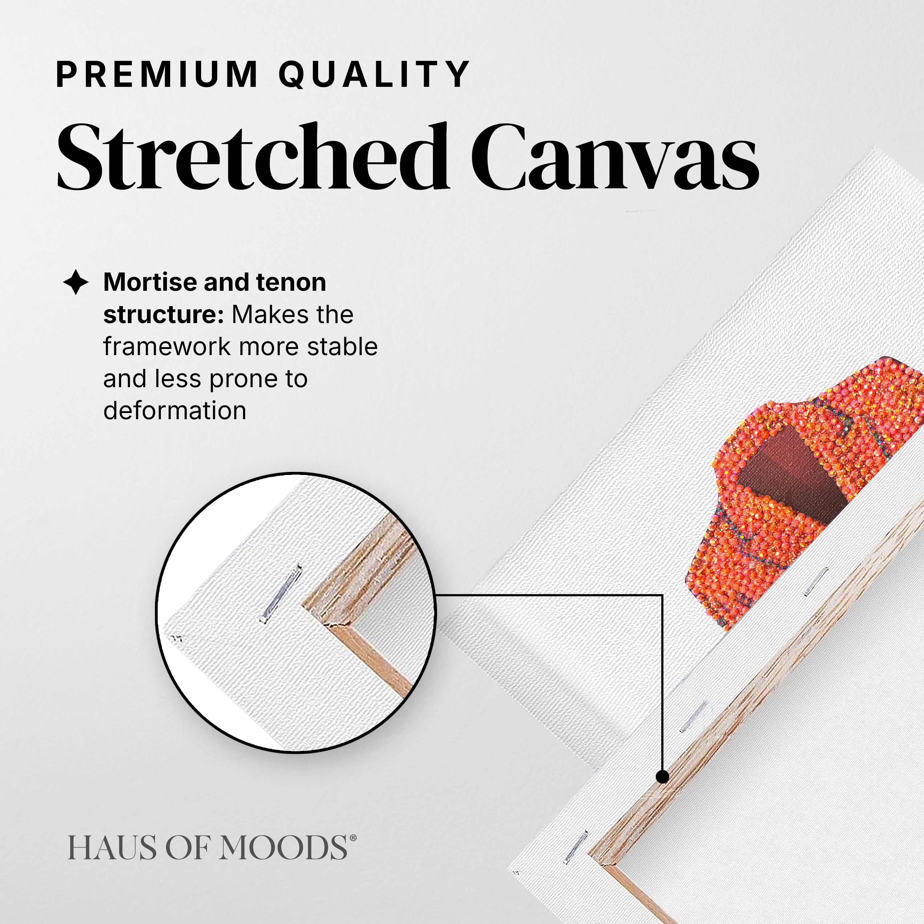 Lover orange blazer stretched canvas rhinestone kit, close detail